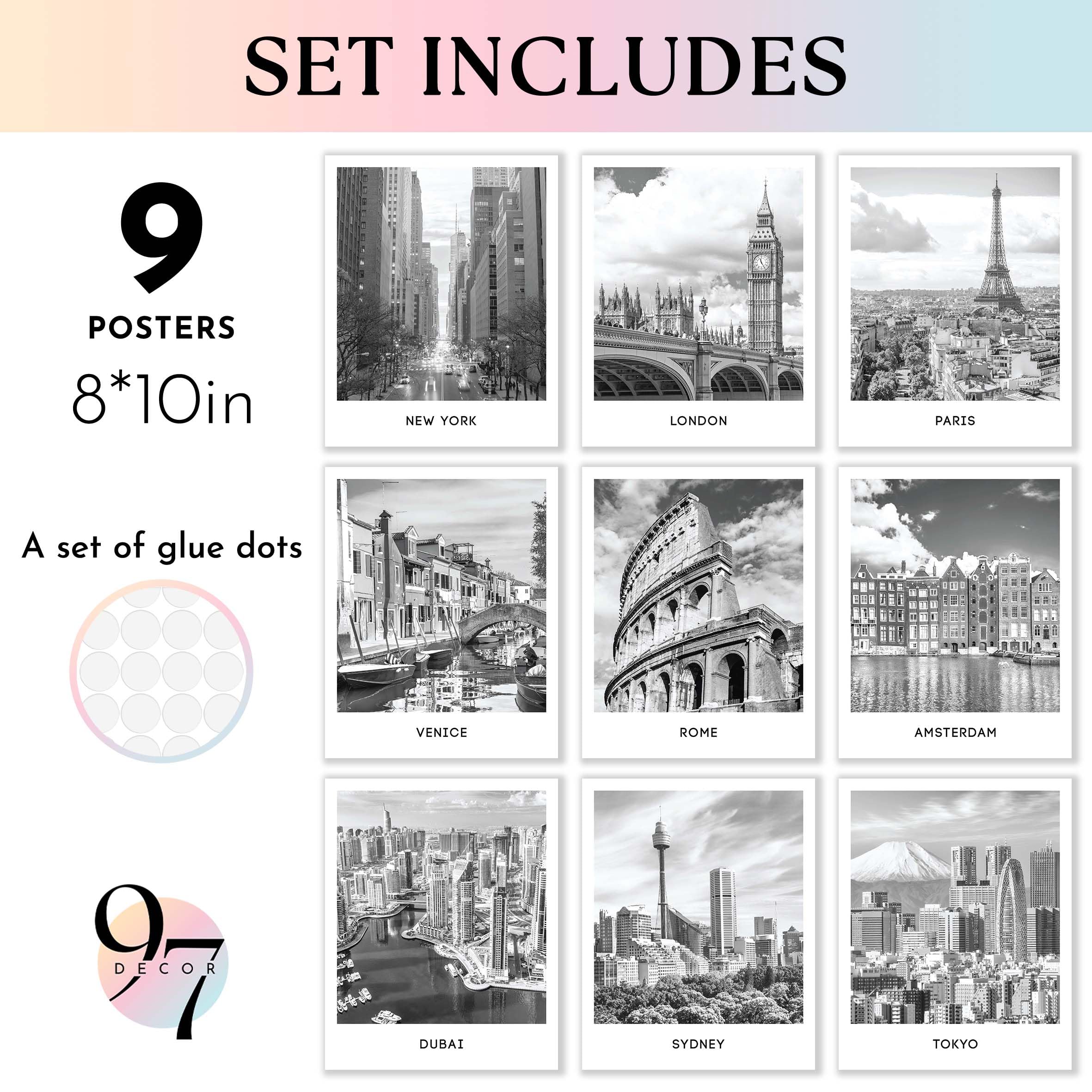 97 Decor Black White City Wall Art Print - Cityscape Pictures  Famous Architecture Landscape Artwork Wall Decor  European Buildings Poster  New York Skyline Photo (8x10 UNFRAMED)