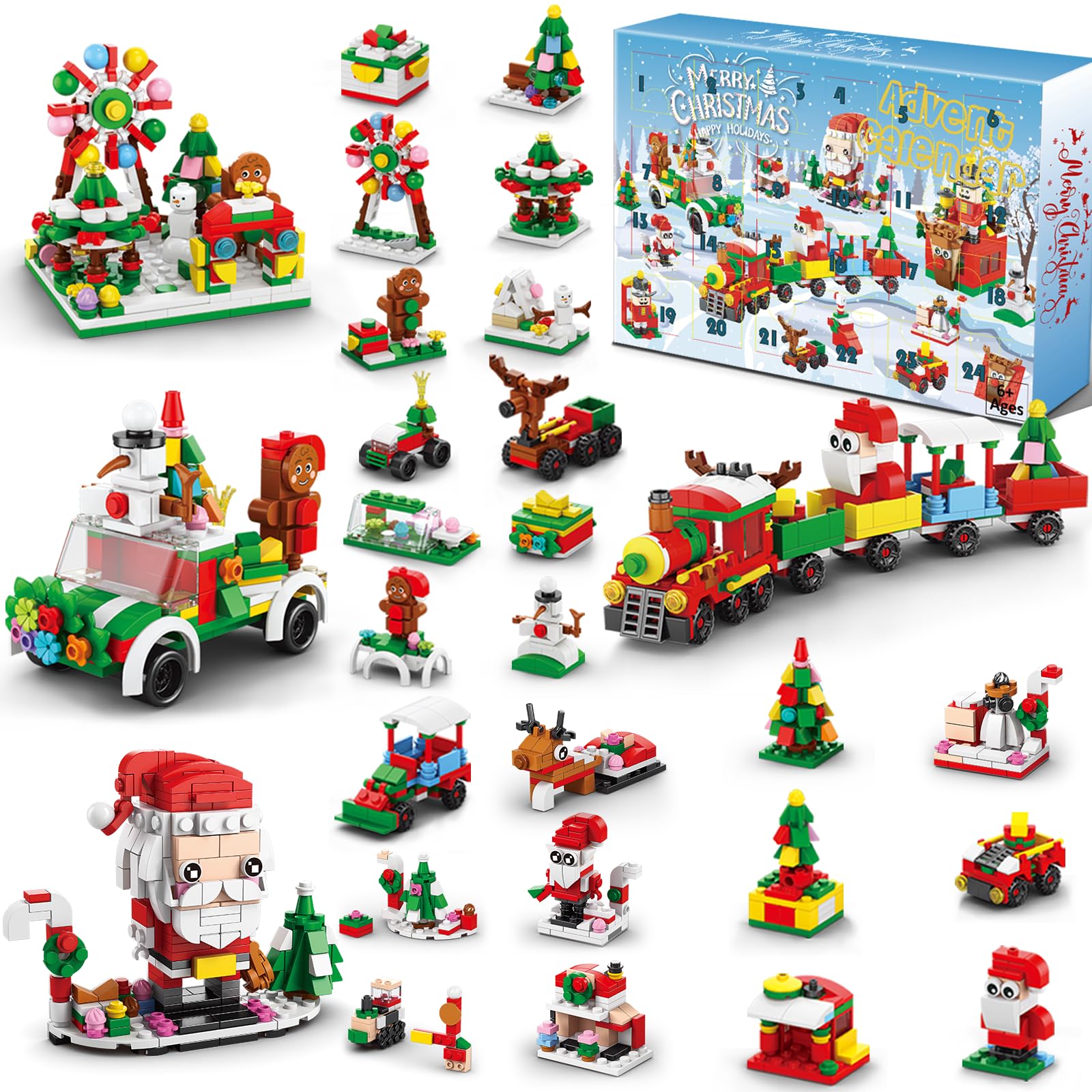 Kids Advent Calendar 2025, Xmas Themed Building Blocks for Kids Ages 6-8, Teen, STEM Toys Playset Christmas Gifts Stocking Stuff