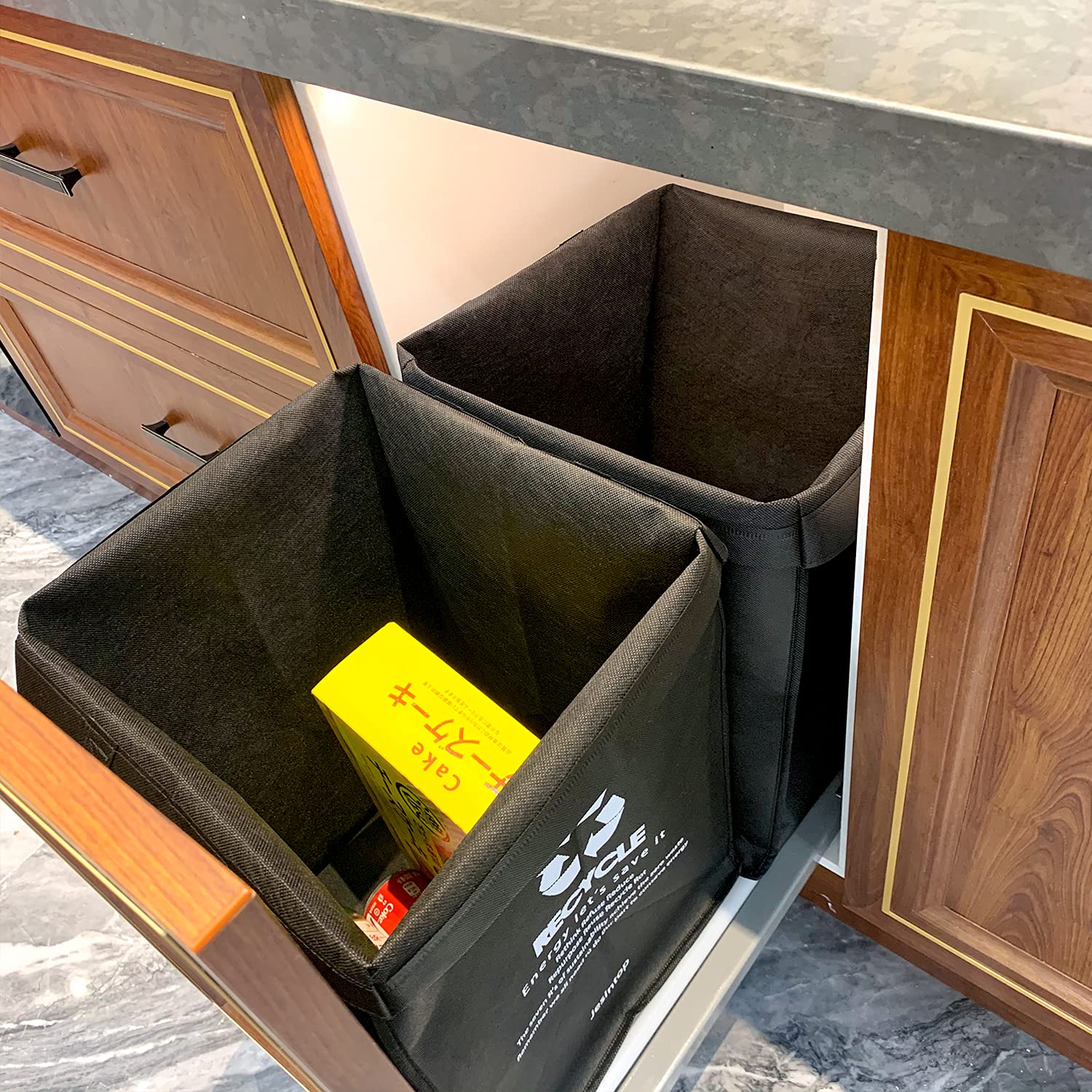 Jesintop Recycle Bins For Kitchen,Ultra-Large Capacity Recycle Waste Bin Bags For Kitchen Home Trash Sorting Bins Organizer Bask