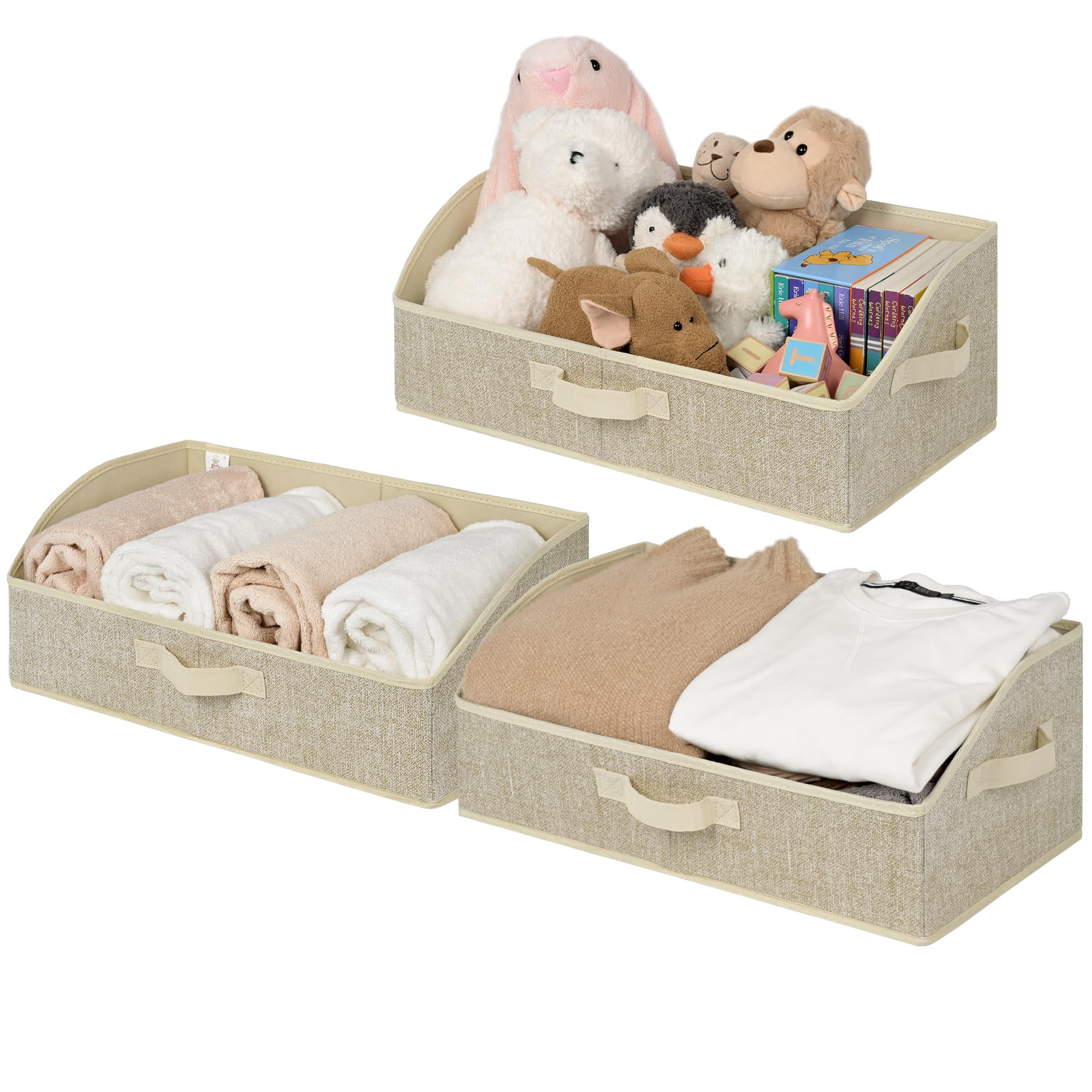 GRANNY SAYS Storage Baskets for Shelves  Closet Organizer Bin and Clothes Storage Bins  Trapezoid Storage Bins  Clothing Bins for Changing Table Wire Shelves  Honey Beige  3-Pack