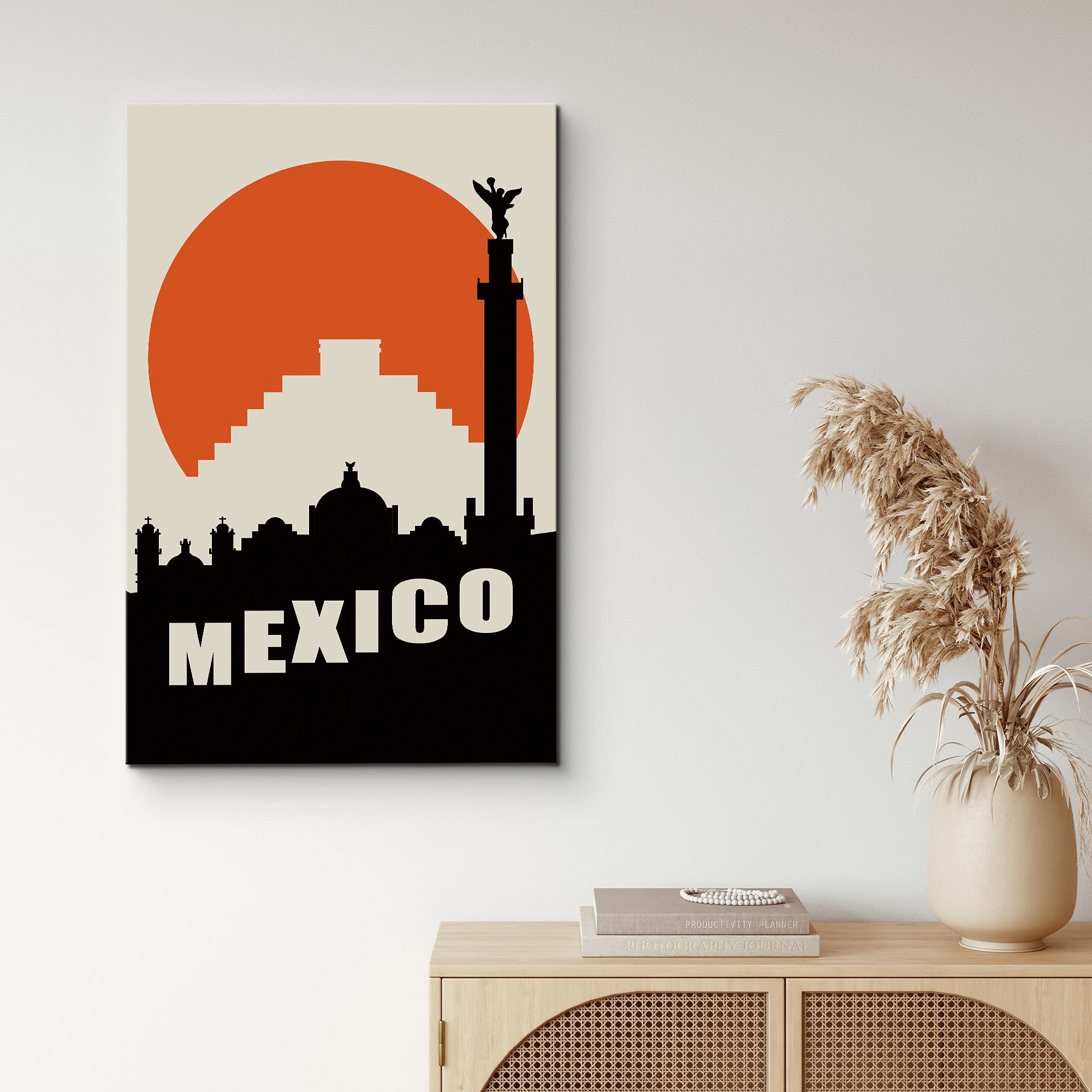 Nwt Canvas Print Wall Art Silhouette Of Pyramid In Mexico Architecture & Maps Cities Illustrations Modern Art Global Landscape M
