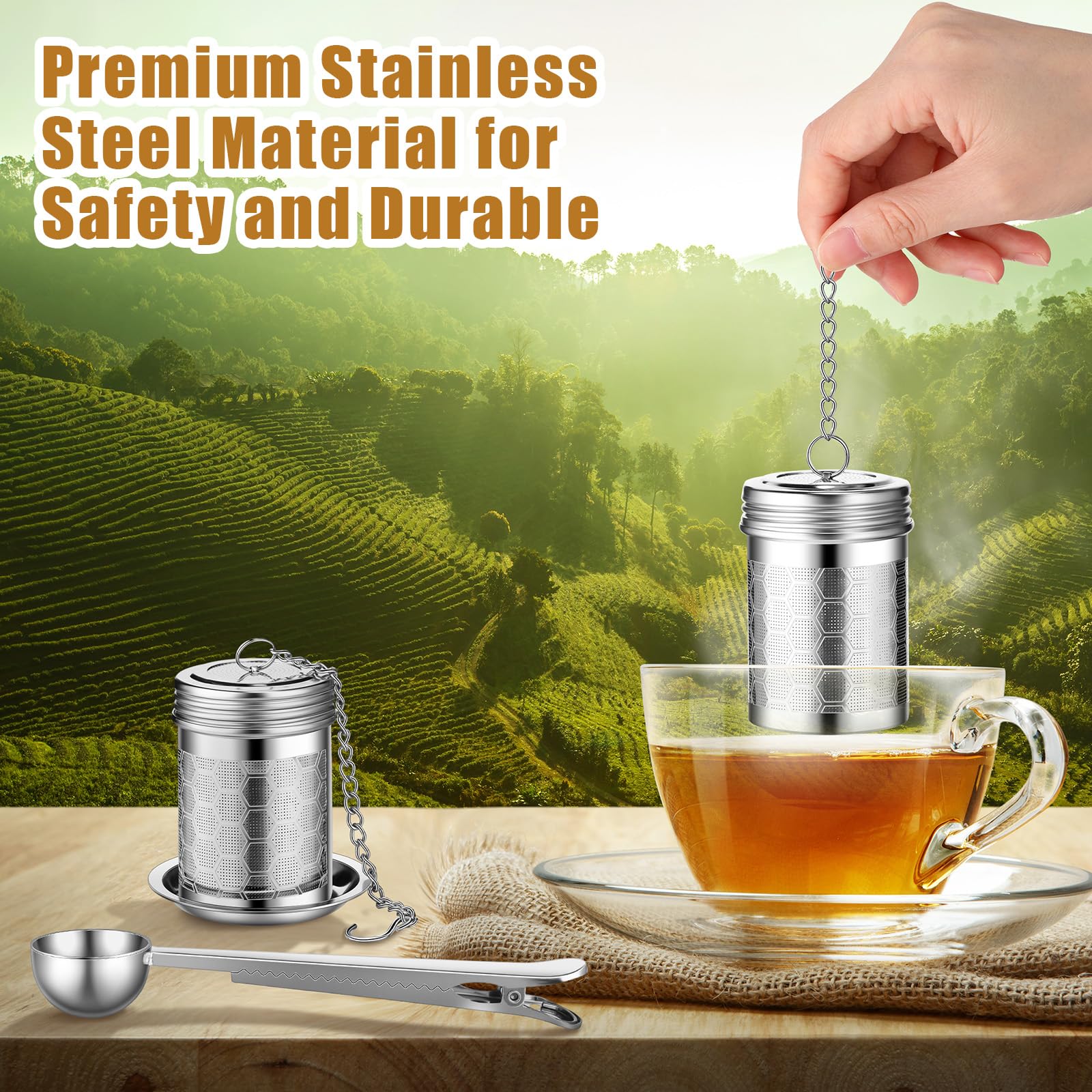 Umigy 4 Pcs Tea Infuser Tea Strainers For Loose Tea With Scoop, Extra Fine Mesh Tea Steeper 304 Stainless Steel Tea Diffuser Tea