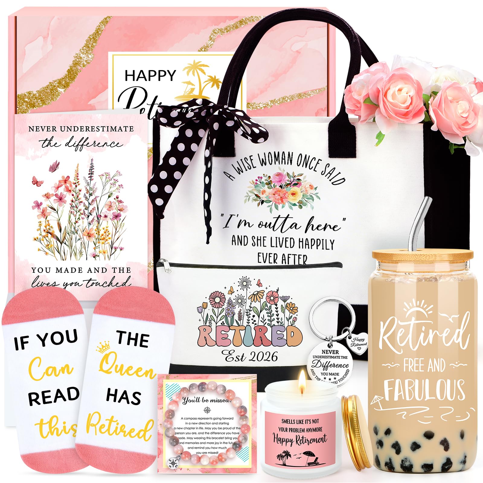Retirement Gifts for Women 2026 Cool Retired Gifts for Women Pink Funny The Queen Has Retired Gift Basket for Woman Unique Happy
