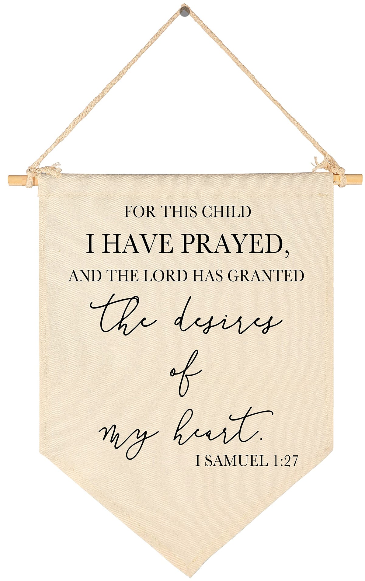 For This Child I Have Prayed- Canvas Hanging Pennant Flag Banner Wall Sign Decor Gift For Nursery Baby Kids Girl Boy Teen Bedroo