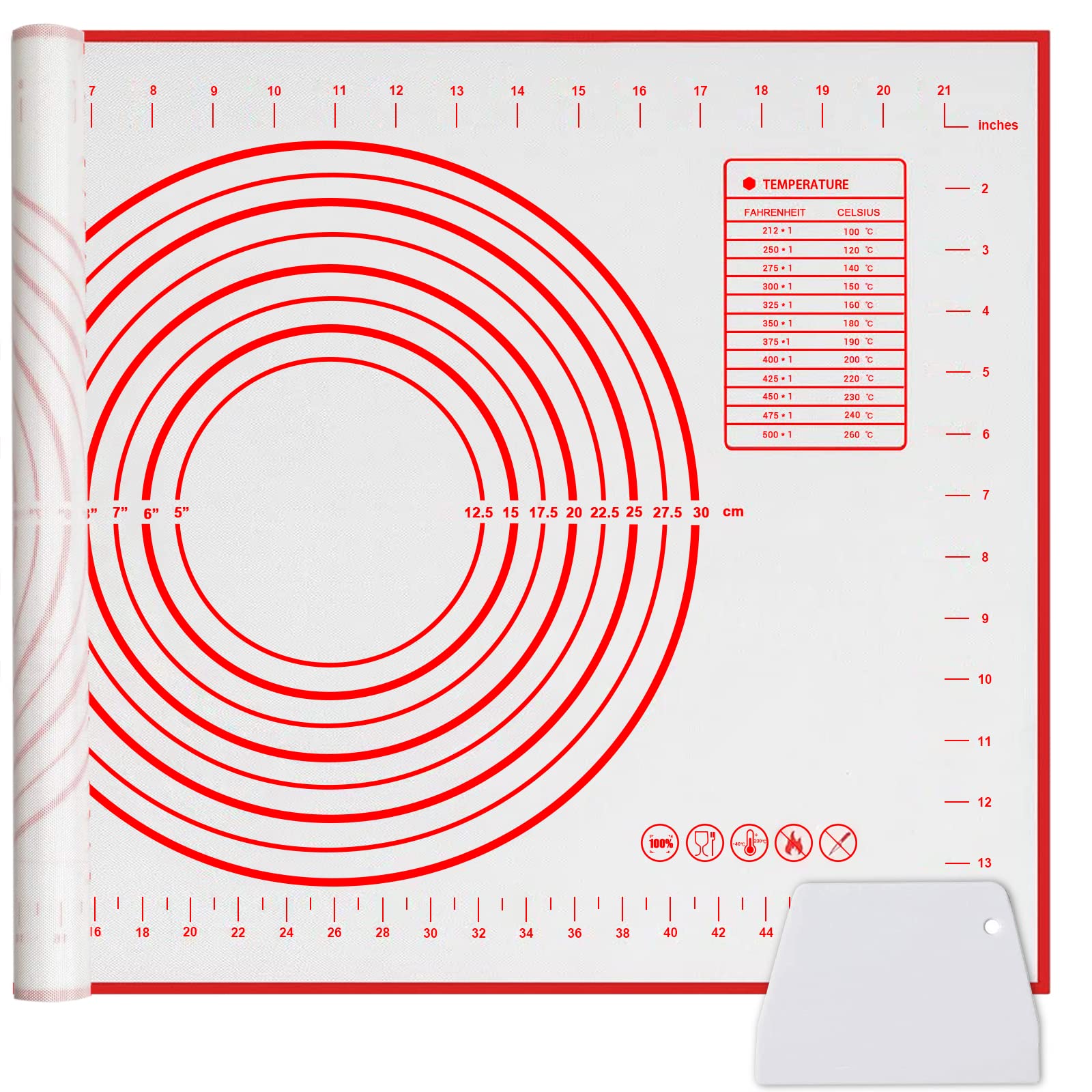 Silicone Baking Mat, Qidoe (16''X 24'') Extra Thick Non Stick Baking Mat With Measurement Fondant Mat/Dough Rolling Mat/Counter