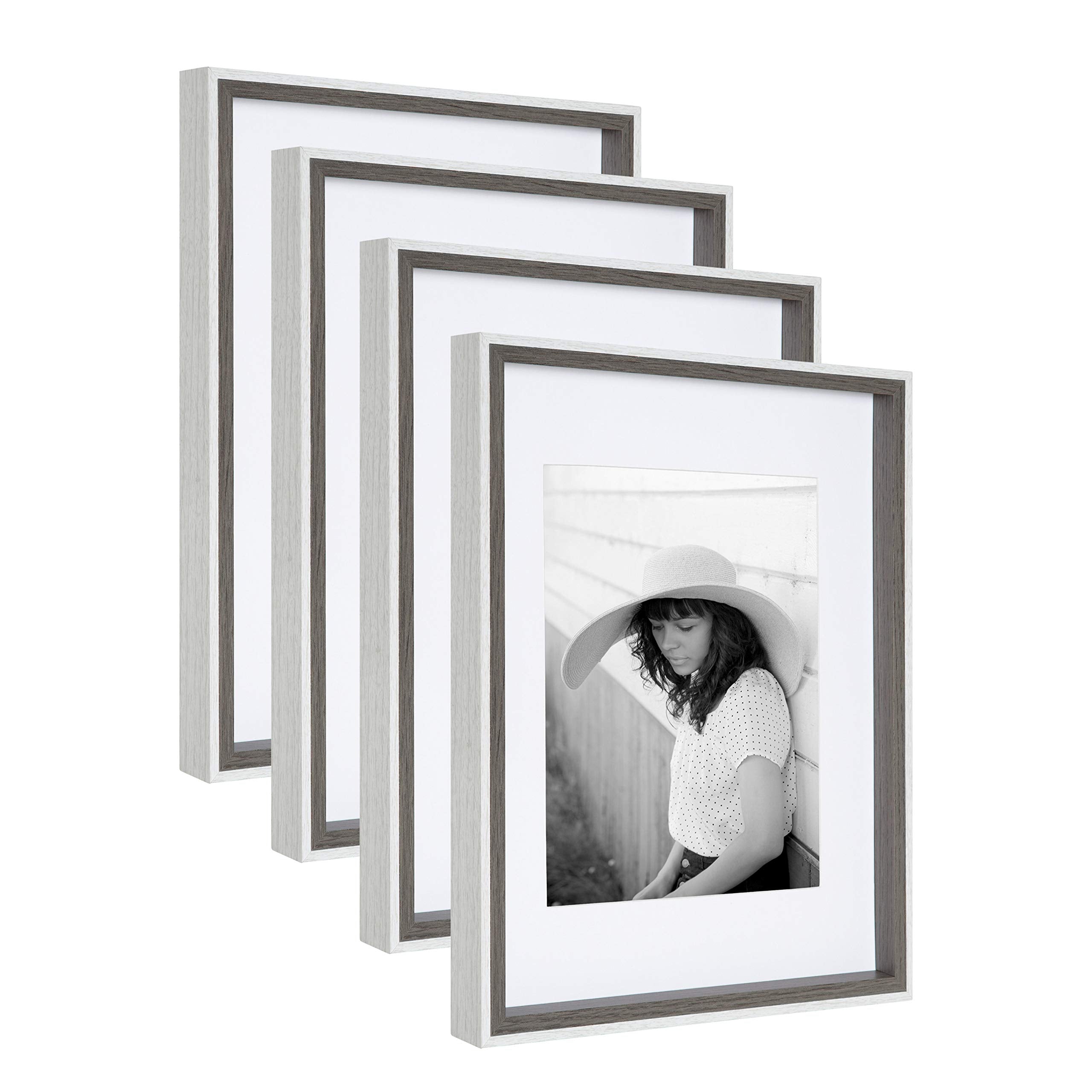 Kate and Laurel Gibson Transitional Frame Set, Set of 4, 11 x 14, White And Gray, Casual Frames For Any Room In The Home