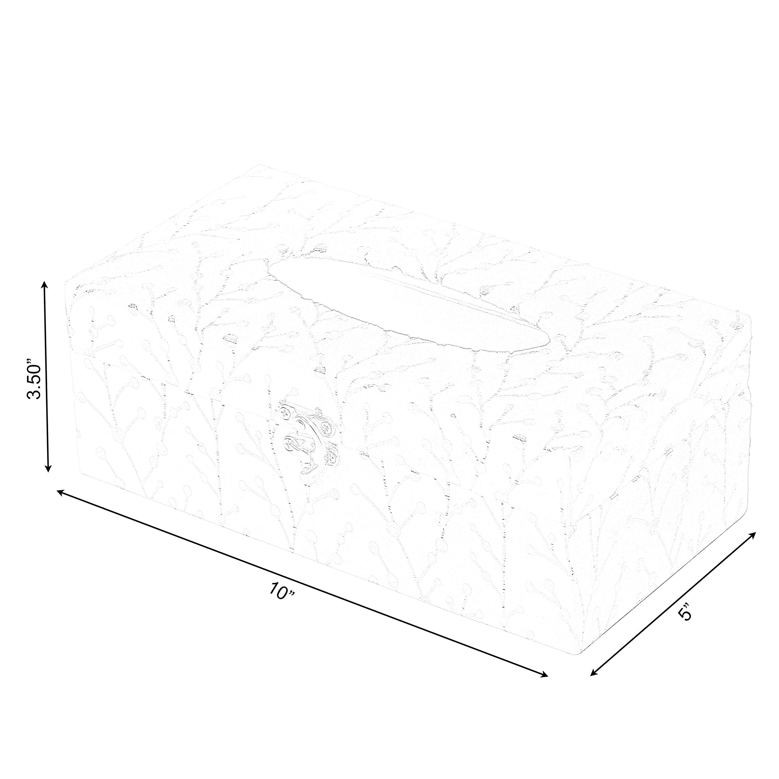 Rectangular Velvet Modern Paper Facial Tissue Box Holder, White
