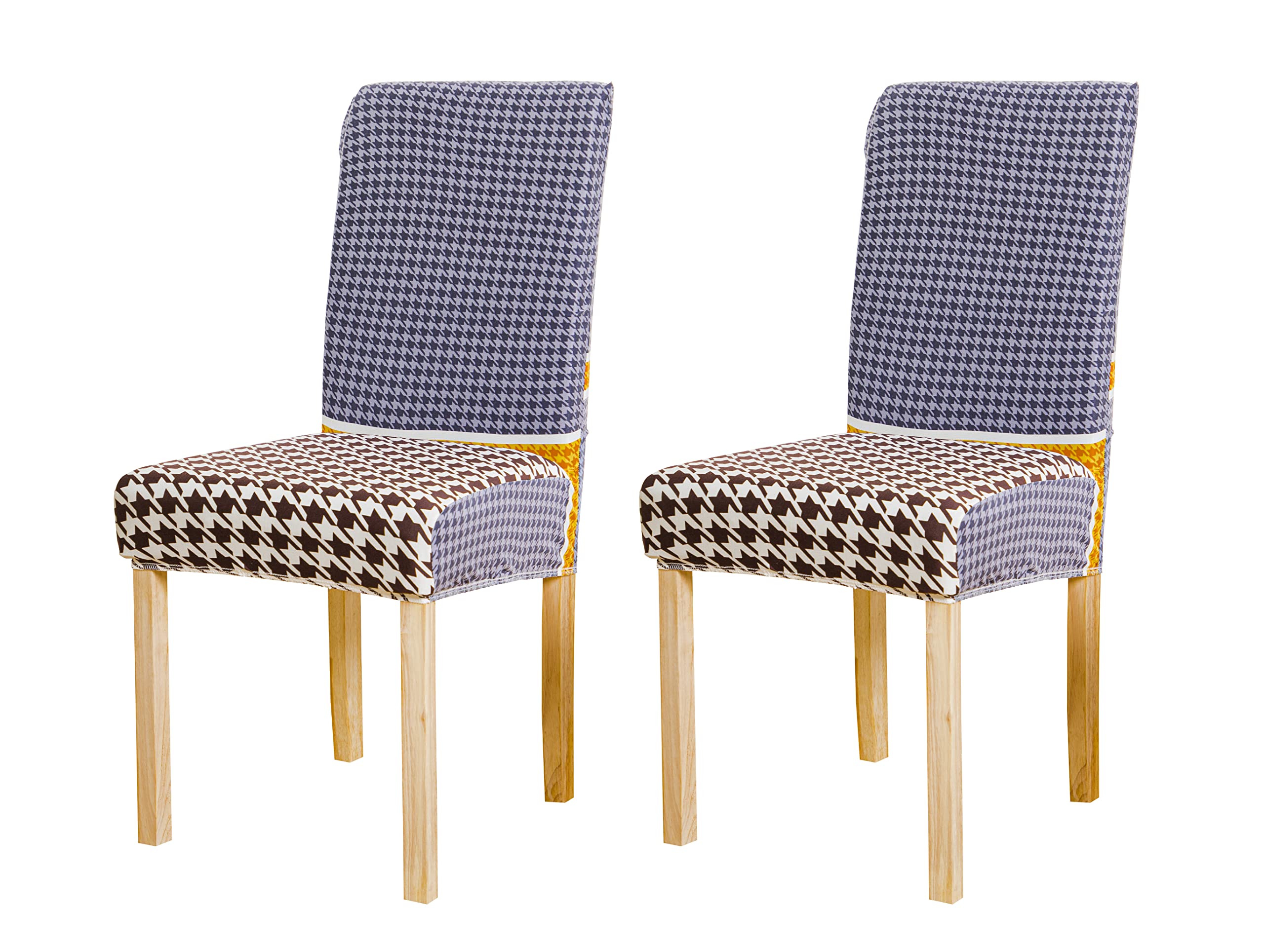 House Of Quirk Elastic Chair Cover Stretch Removable Washable Short Dining Chair Cover Protector Seat Slipcover (Pack 2, Black H