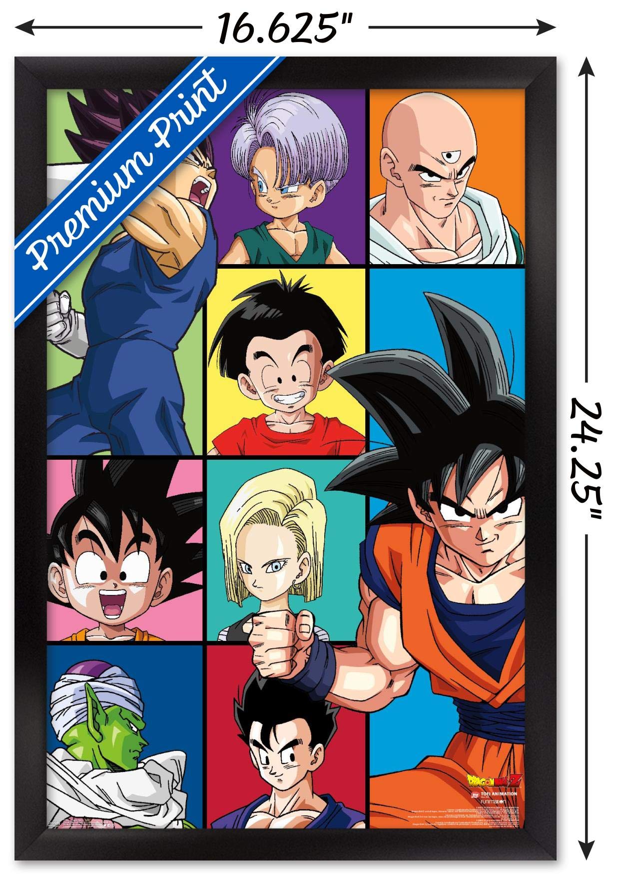 Trends International Dragon Ball Z - Grid Wall Poster, 14.725'' X 22.375'', Black Framed Version