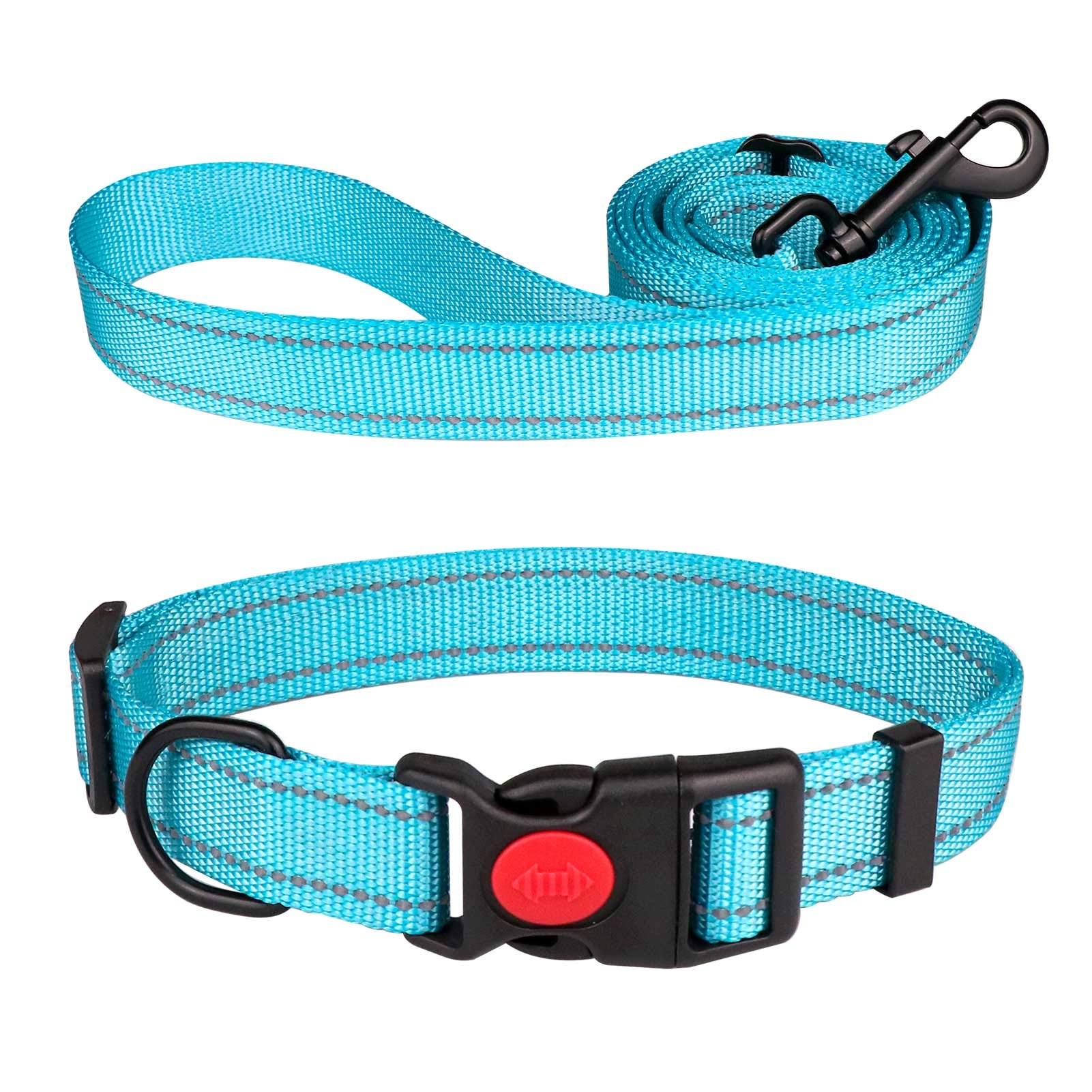 Reflective Dog Collar And Leash Set With Safety Locking Buckle Nylon Pet Collars Adjustable For Small Medium Large Dogs 3 Sizes(