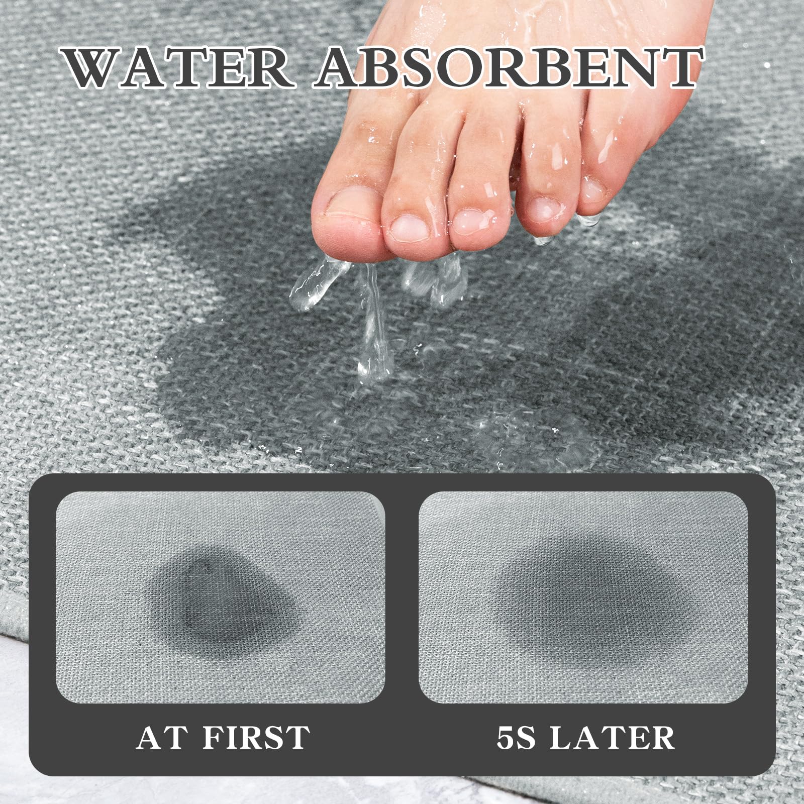 Chakme Bathroom Rugs Mat 32X17, Ultra Thin Non Slip Bath Mat Quick Dry Absorbent Bath Mat For Bathroom Floor, (Light Grey, 32''X