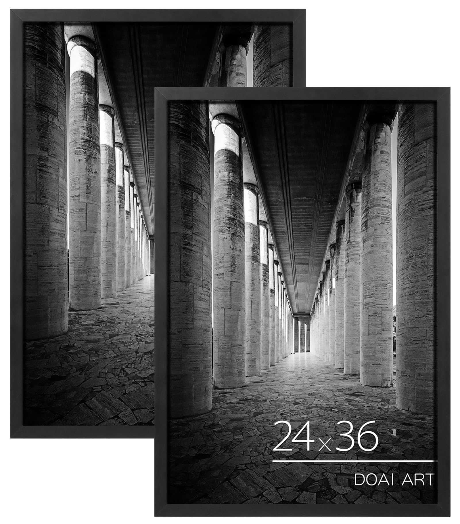 DOAI ART 24x36 Poster Frame Black 2 Pack, Poster Frames 24 x 36 inches or 24x36 Picture Frames with HD Plexiglass for Horizontal