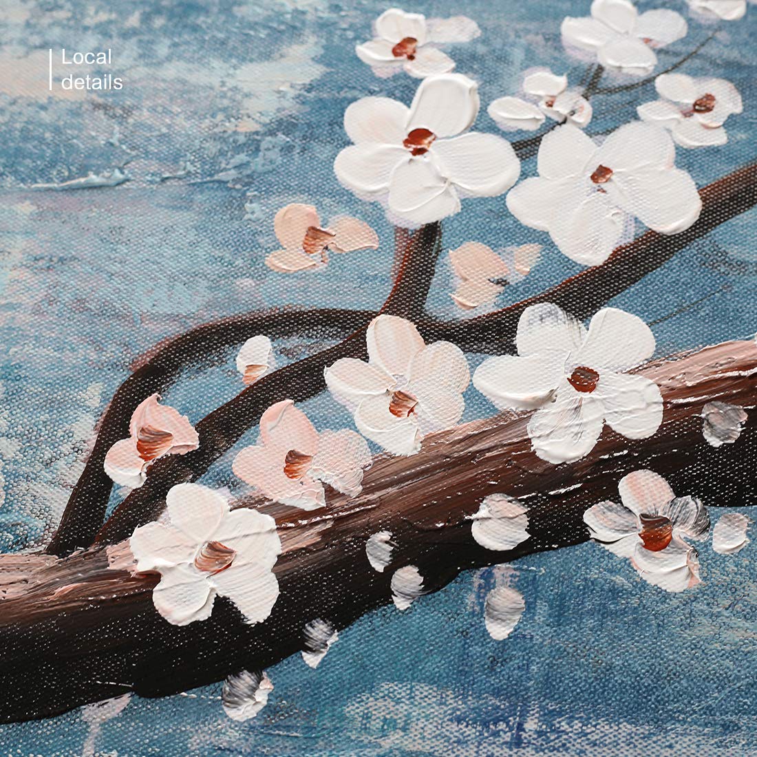 amatop 3 Piece Wall Art Hand-Painted Framed Flower Oil Painting On Canvas Gallery Wrapped Modern Floral Artwork for Living Room Bedroom D?or Teal Blue Lake Ready to Hang 12''x16''x3 Panel