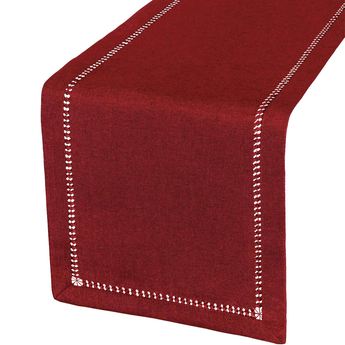 Grelucgo Handcrafted Solid Color Dining Table Runner, Dresser Scarf, Double-Hemstitched (Burgundy, 14 X 54)