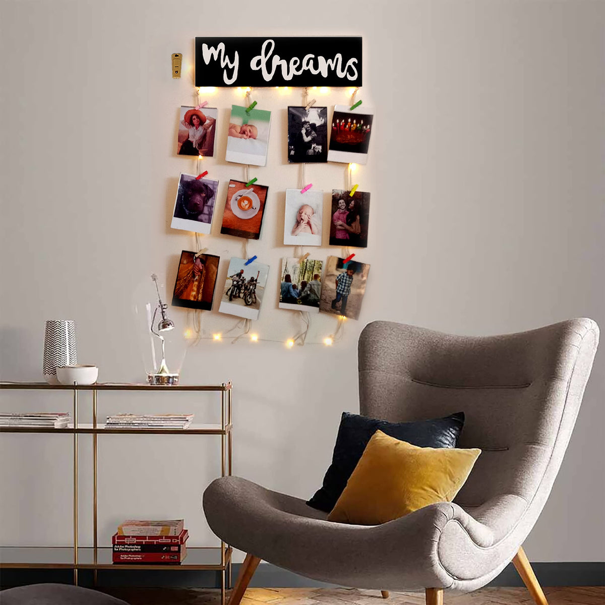 Vah Wooden Photo Frame With Led Light - Display Picture Collage Organi ...
