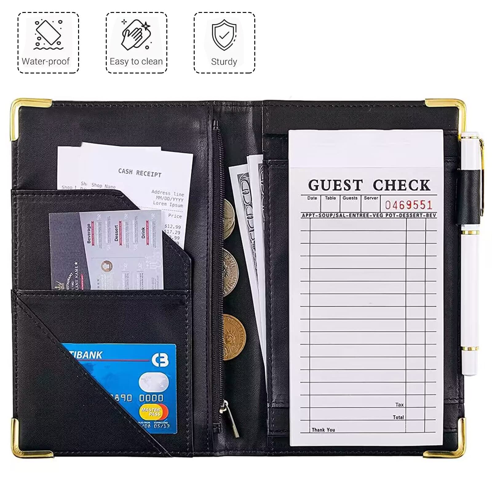 Tucocoo Server Book, Dream Catcher Waitress Book, Native American Style Server Books Cute Waiter Book With Zipper Pocket, Leathe