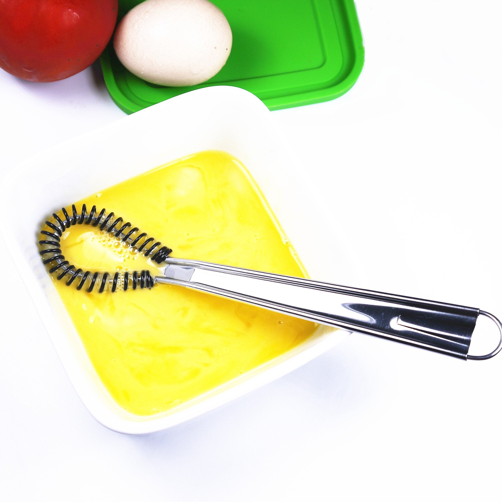 Stainless Steel Mini Spring Egg Beater Silicone Whisk Magic Hand Held Sauce Stirrer Blender Milk Frother Foamer Coffee Mixer (Si