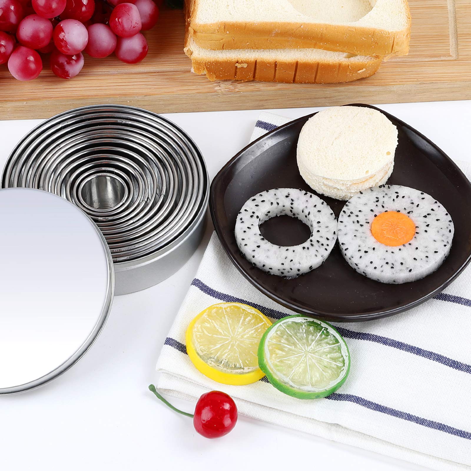 Round Cookie Cutters Set 12 Pieces Bistcuit Cookie Cutters Circle Pastry Cutters Round Donut Ring Molds For Baking For Pastries