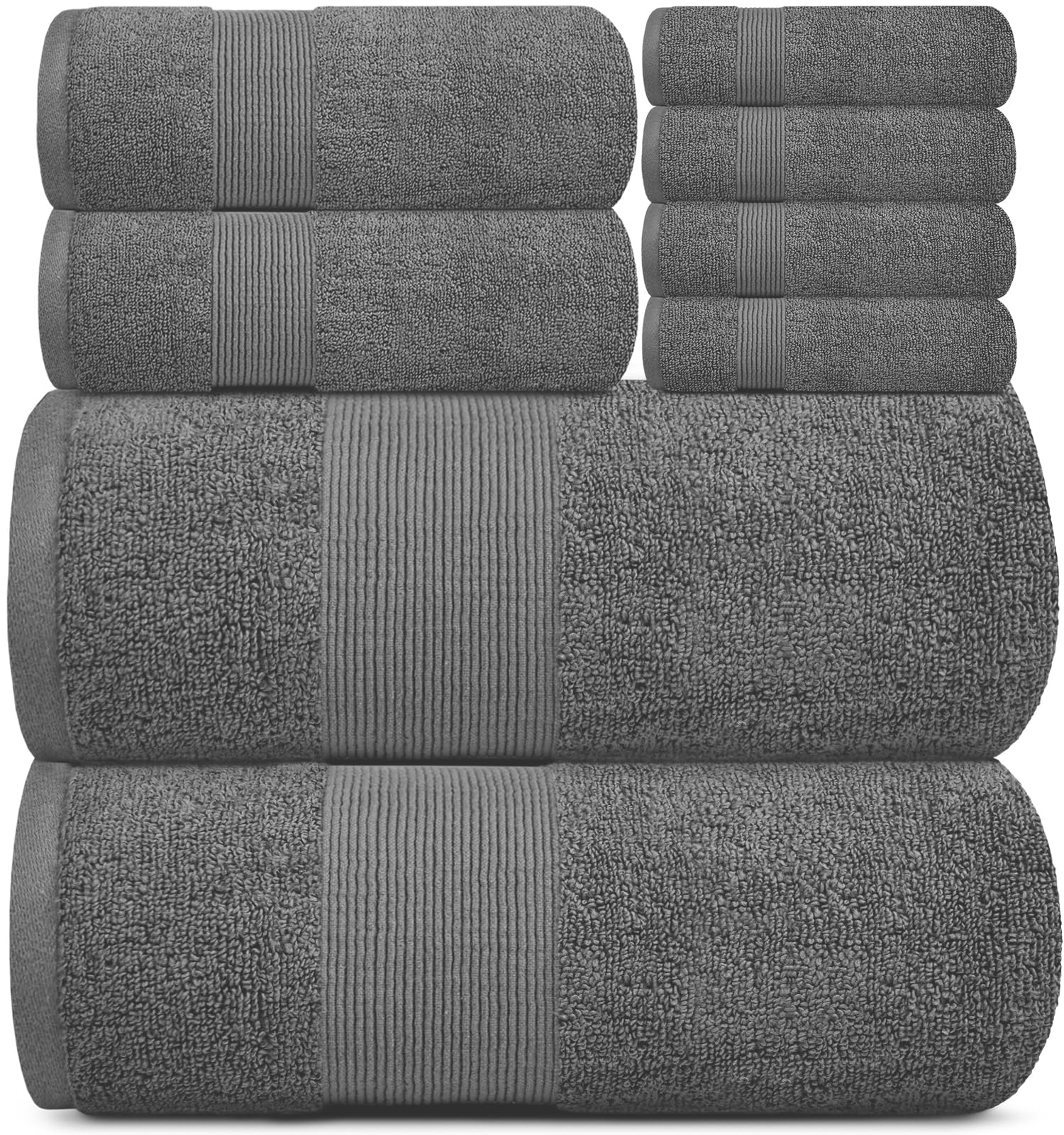 White Classic Resort Collection Soft Bath Towel Set | Luxury Hotel Plush & Absorbent Cotton | 2 Bath Towels, 2 Hand Towels And 4