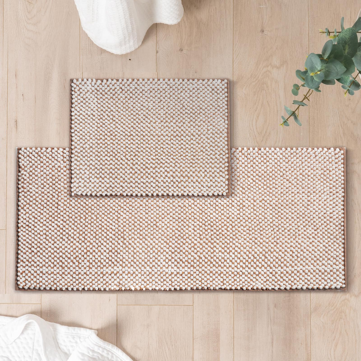 Freshmint Chenille Bathroom Rugs Sets 2 Piece 17''X24''+20''X47'', Non-Slip Bath Mats For Bathroom Absorbent Bath Rug Washable S