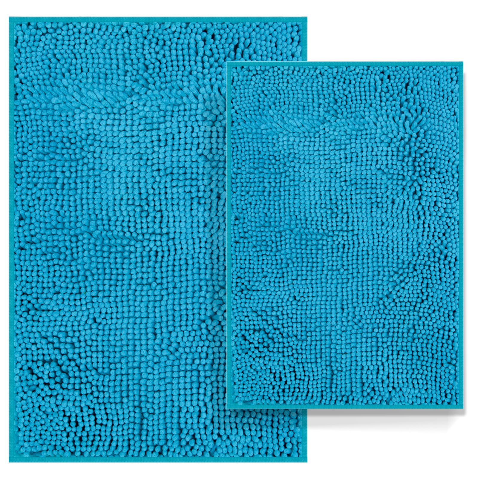Teal Blue Bathroom Rugs Set 2 Piece Bathroom Set Bath Rugs Washable Bath Mats For Bathroom, Thick Soft Chenille Bathroom Rug Set