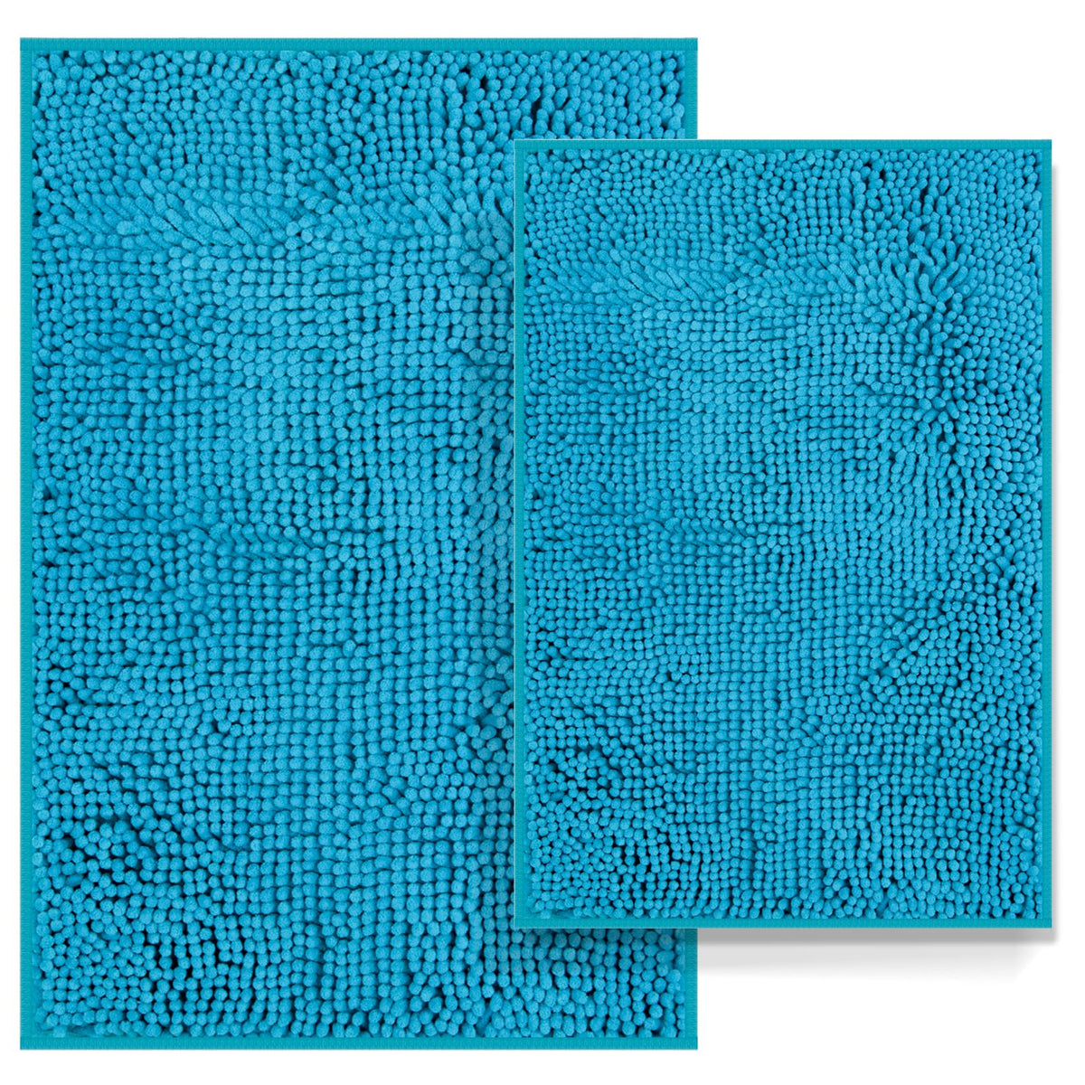 Teal Blue Bathroom Rugs Set 2 Piece Bathroom Set Bath Rugs Washable Bath Mats For Bathroom, Thick Soft Chenille Bathroom Rug Set