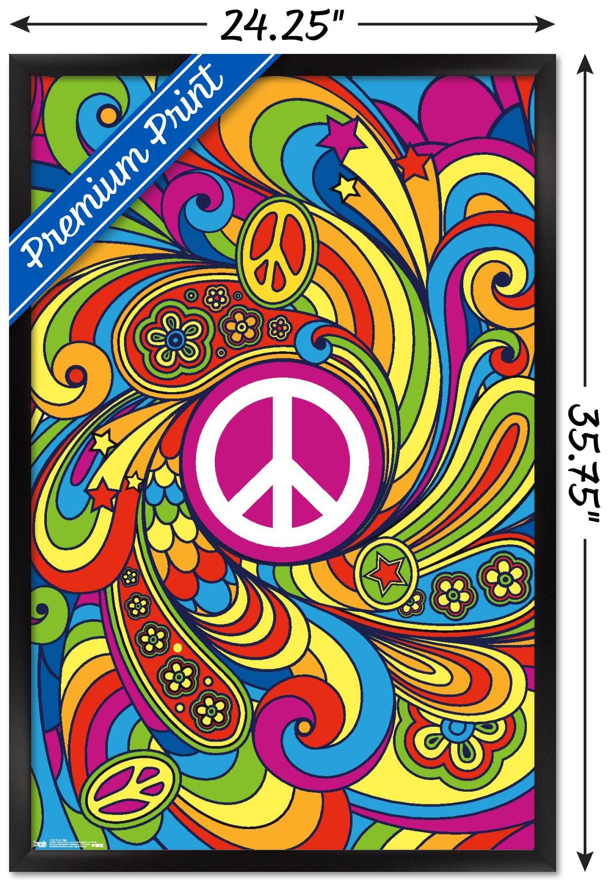 Trends International Peace Sign Wall Poster, 22.375'' X 34'', Black Framed Version