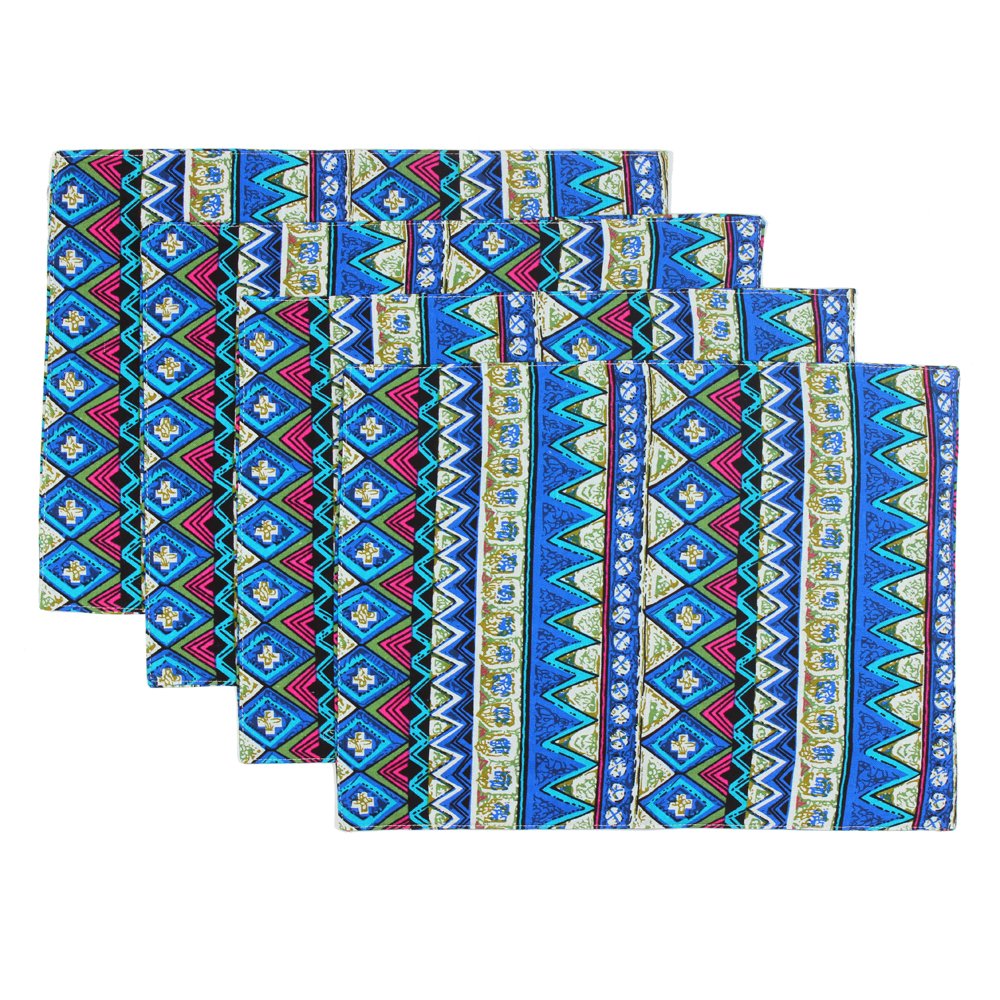 Kepswet Placemats Set Of 4 Washable Reversible Colorful Placemat Dining Table Cotton Linen Kitchen Table Mats Boho 12X18 Inch