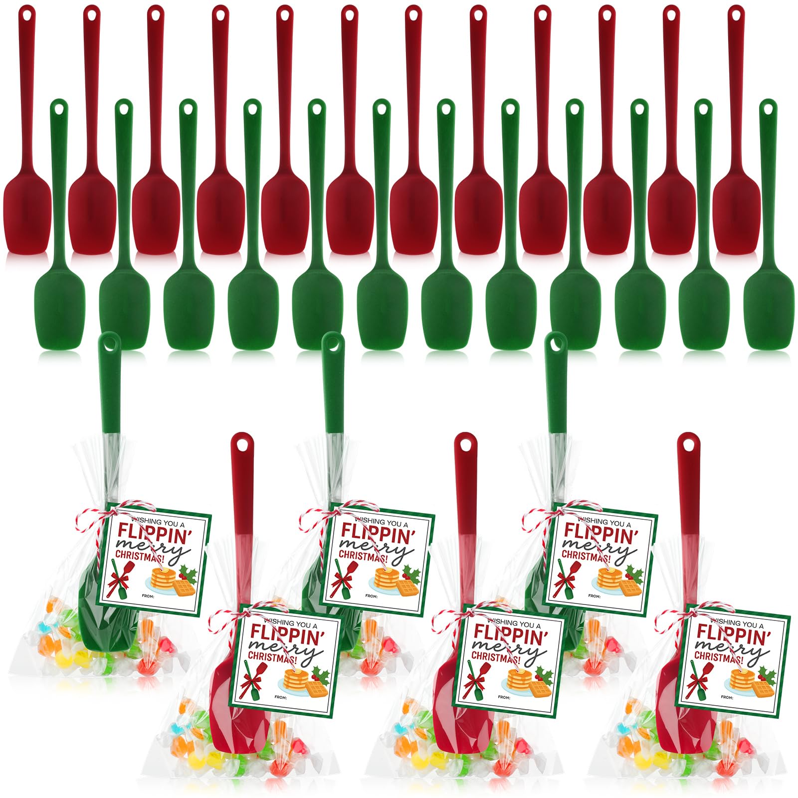 Ferrochef 24 Pcs Christmas Silicone Spatulas for Baking Gifts, Spoon