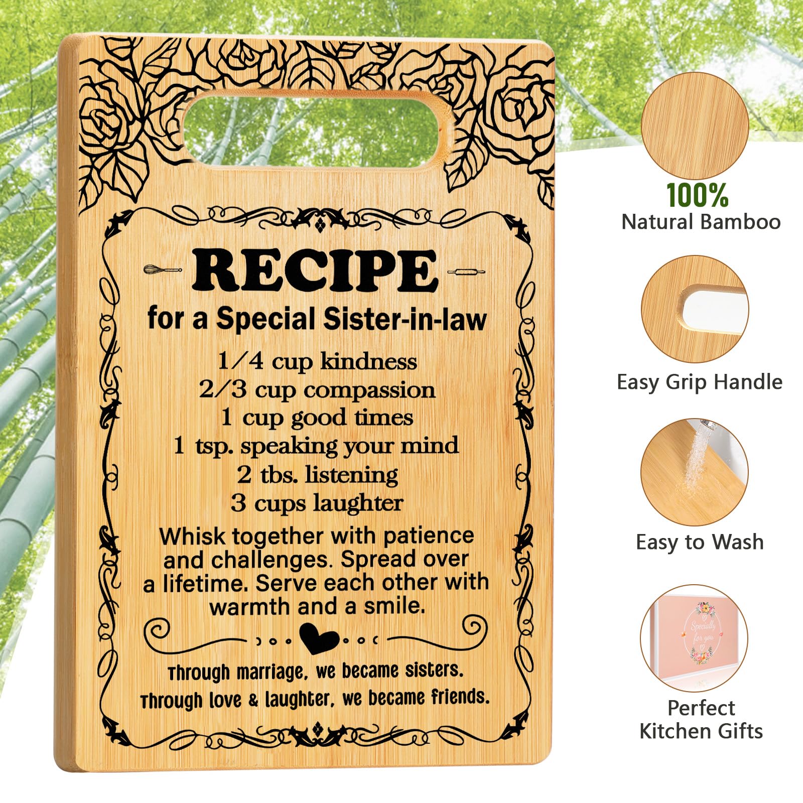 Sister in Law Birthday Gifts, Best Sister in Law Gifts from Sister, Cutting Board Set Gift for Sister-in-Law, Sister-in-Law Gift