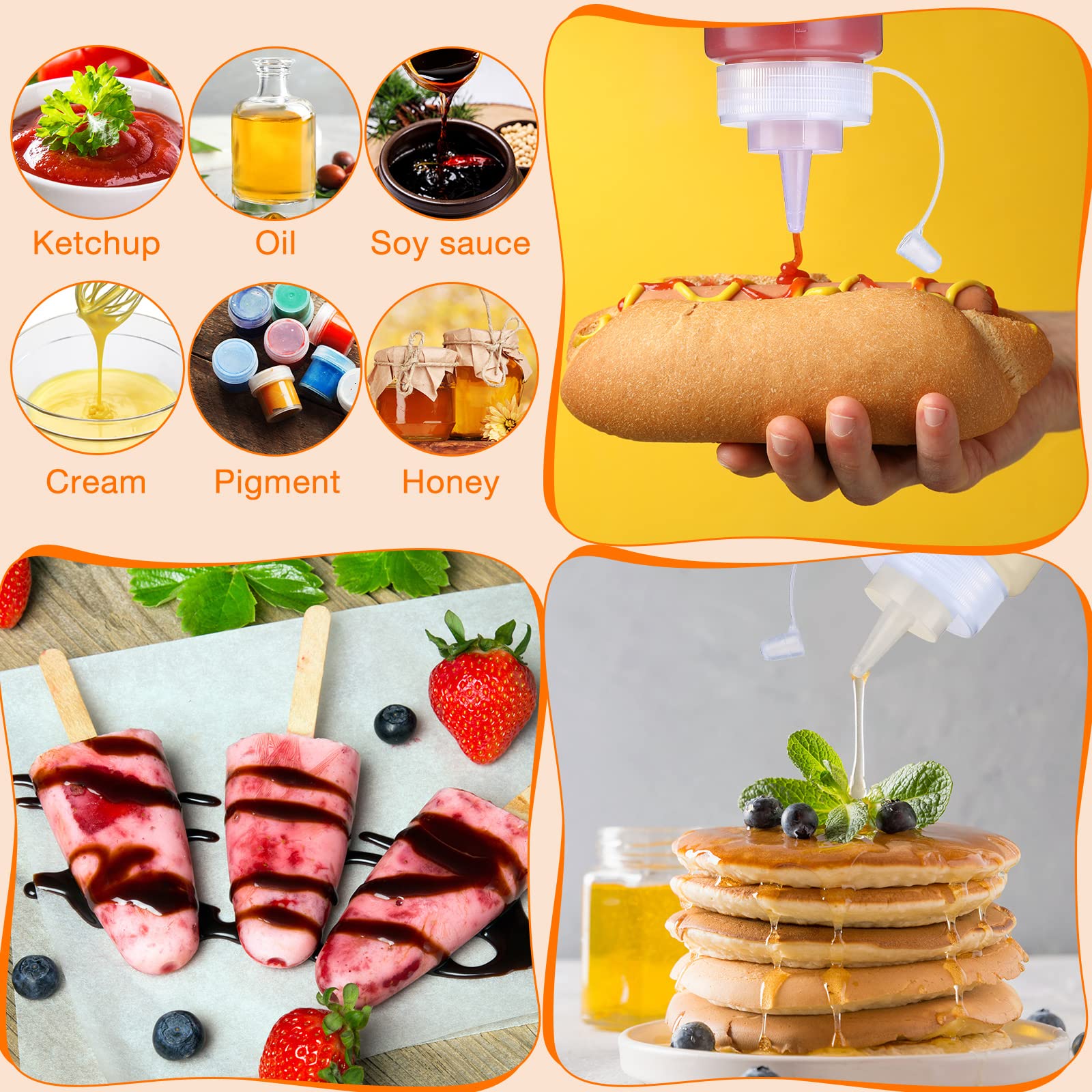24 Pcs 12 Oz Plastic Condiment Squeeze Bottles Squeeze Leak Proof Multipurpose Squirt Bottles With Twist Top Cap For Sauces Ketc