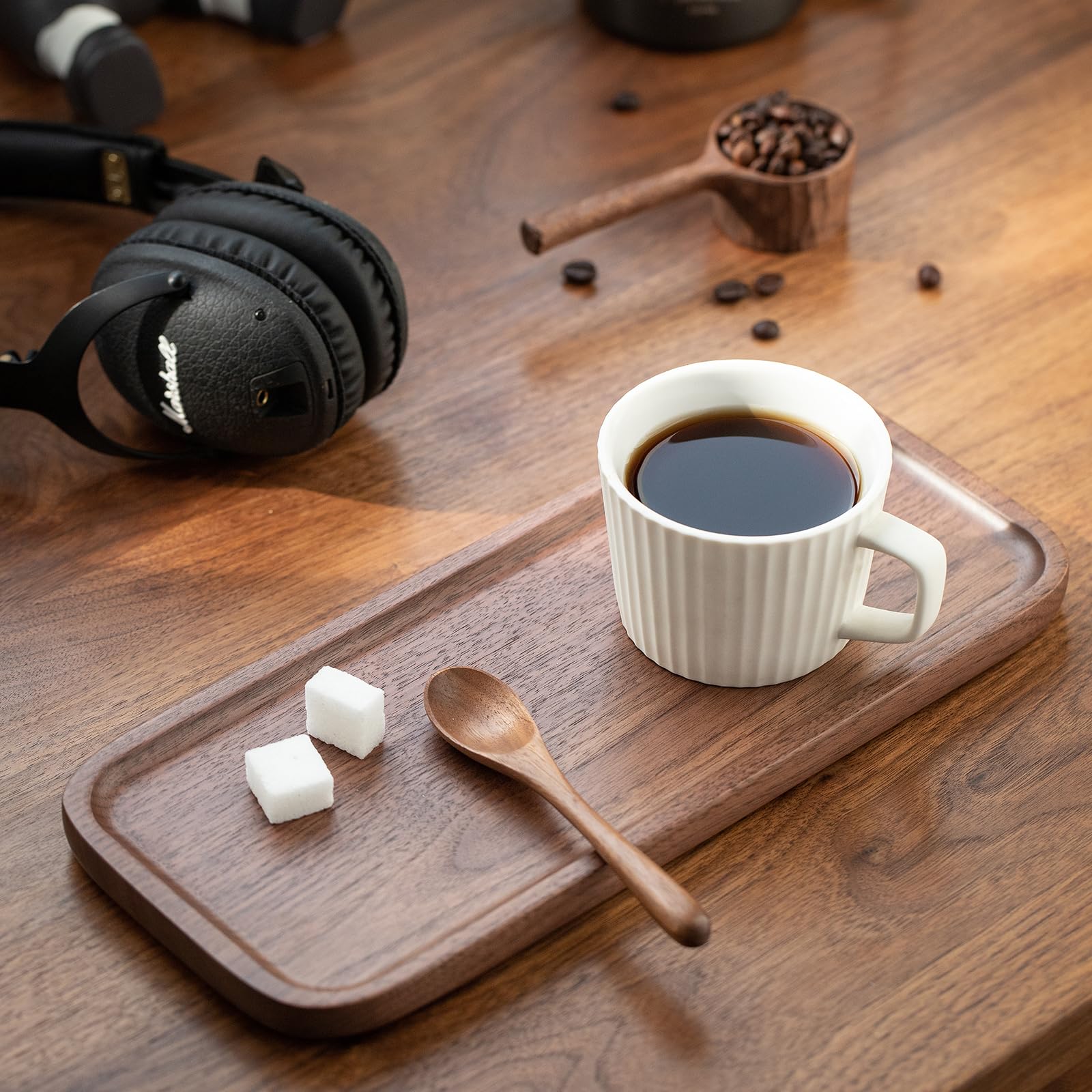 Vandroop Wood Serving Tray, Small Trays For Storage, Rectangle Wooden Plates For Serving Food, Tea And Coffee, Decorative Vanity