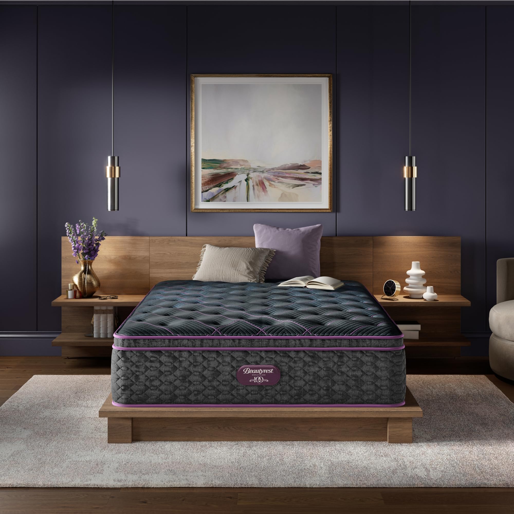 Beautyrest World Class Level Three Plush Pillow Top 16 Mattress - Queen Size - Durable Support, Pressure Relief, Cooling, Motion