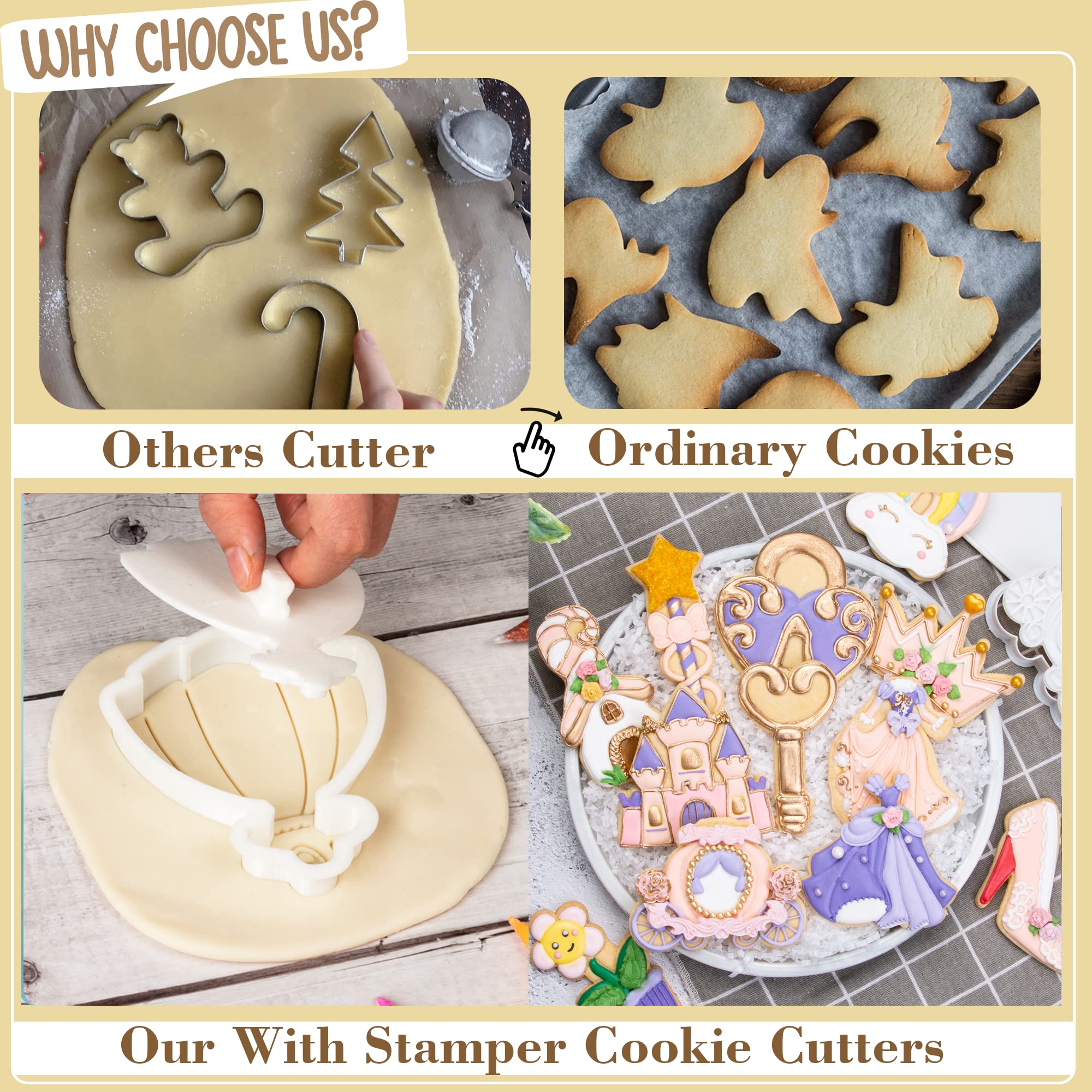 Flycalf Princess Carriage Cookie Cutter Biscuit Cutter Baking With 3D Stamper Pla Accessories Cutter Molds Gifts Decorative Part