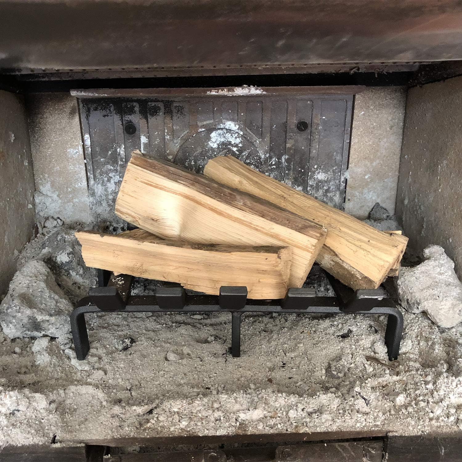 Hi-Flame Log Grate Heavy Duty Solid Steel Burning Fireplace Wood Stove Firewood Holder  13 INCH  13 x 10 x 4 Inch Matt Black