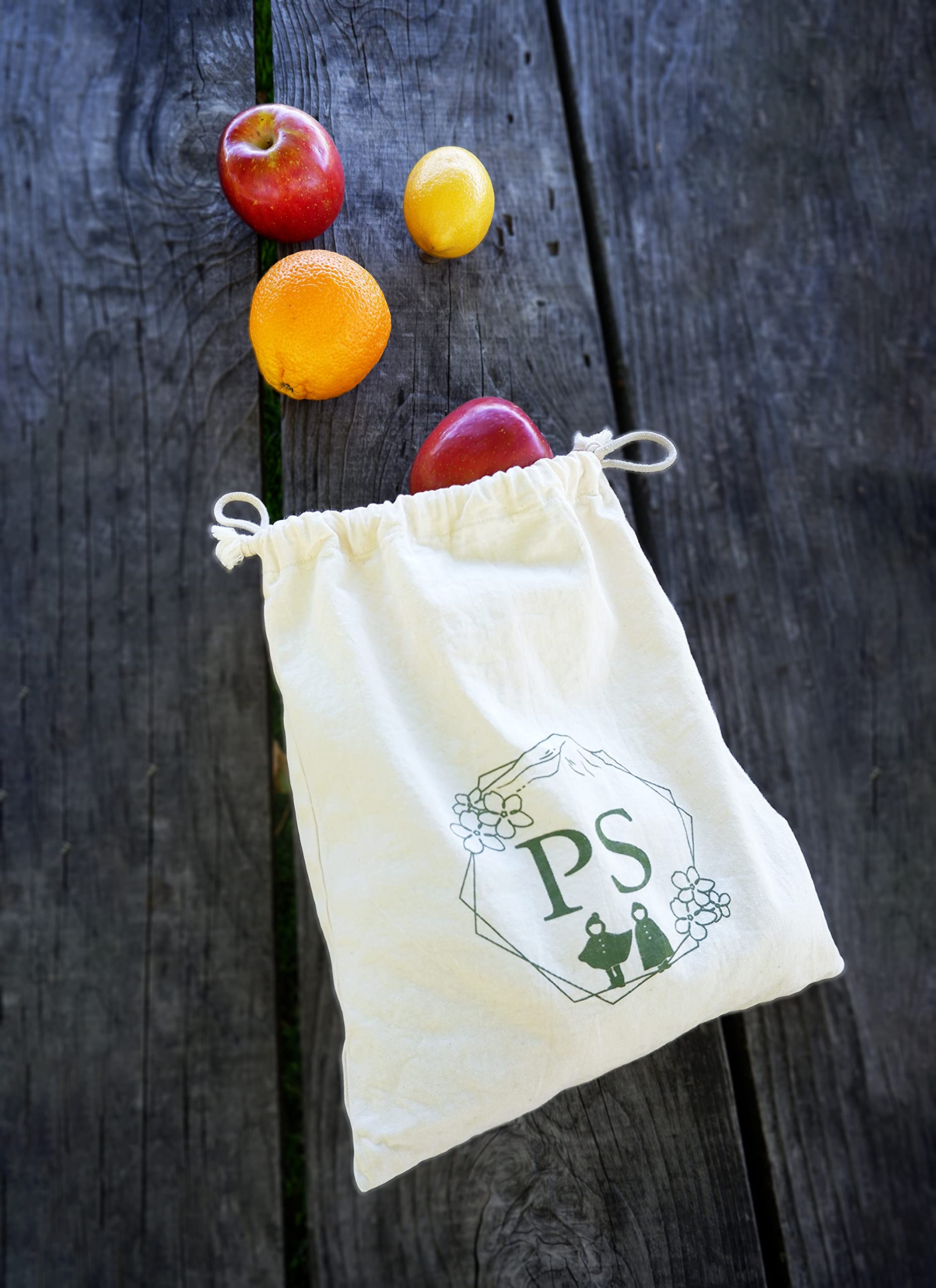 Phlox Systems (Ps) Home Set Of Two Handmade Bread Bags, Drawstring Cotton Bread Bag, Reusable Bread Bag, Homemade Bread Bags, Ba
