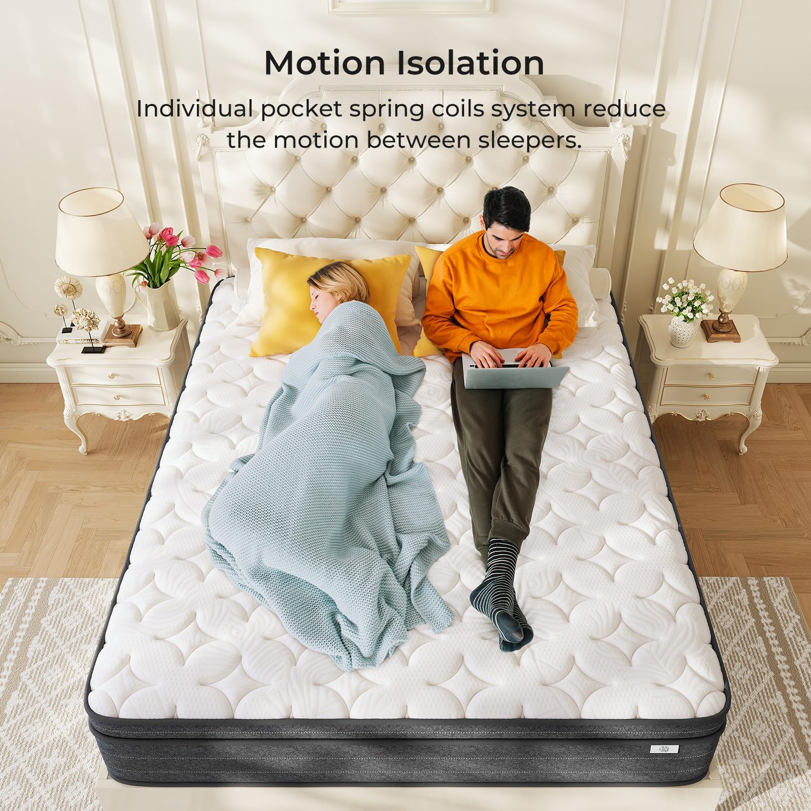 Koorlian Twin Mattress 10 Inch, Hybrid Sing Bed Mattress In A Box, Twin Size Mattress With Memory Foam And Pocket Spring, Breath