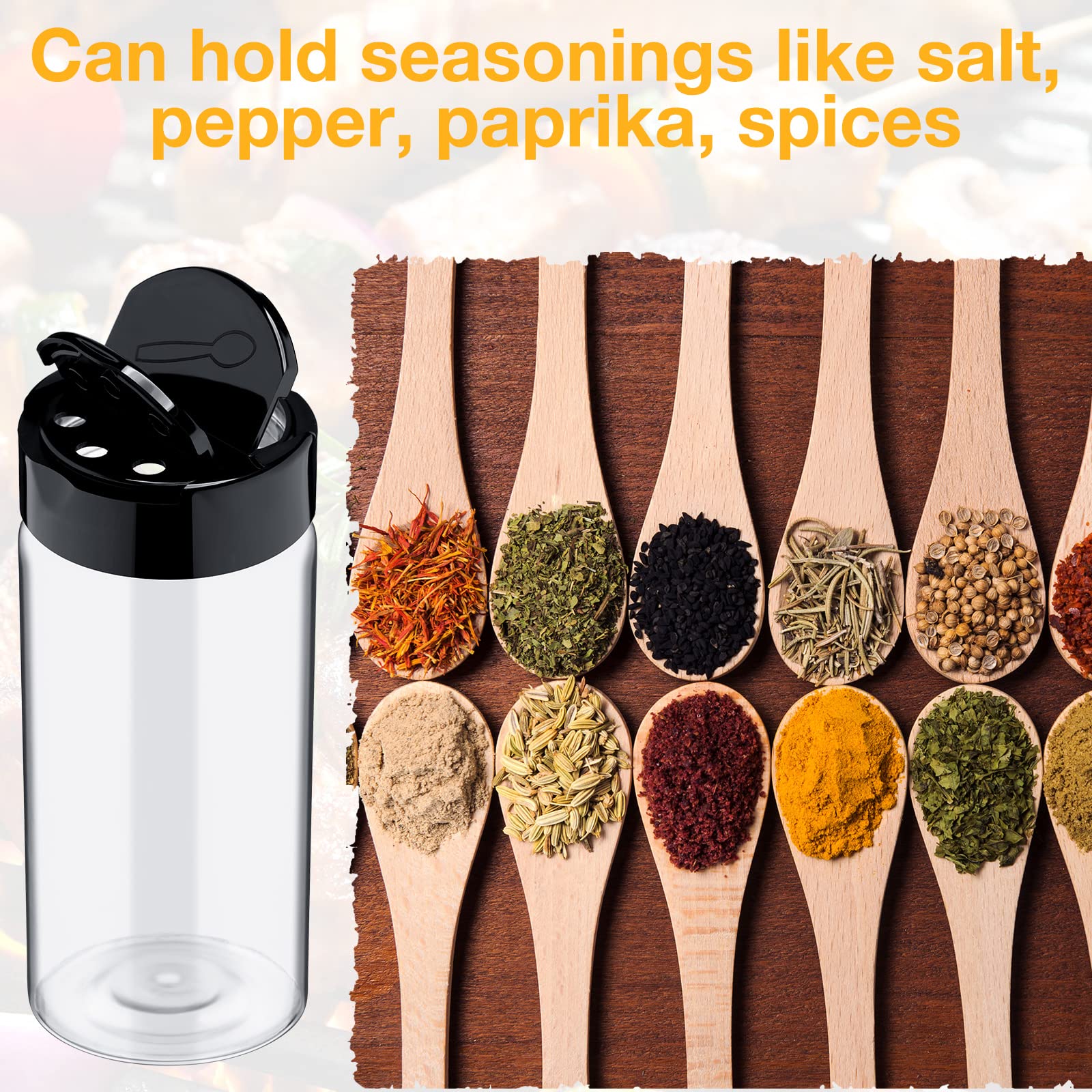 40 Pack Plastic Spice Jar With Shaker Plastic Seasoning Containers 3.5 Oz Plastic Spice Container With Black Plastic Lids Plasti