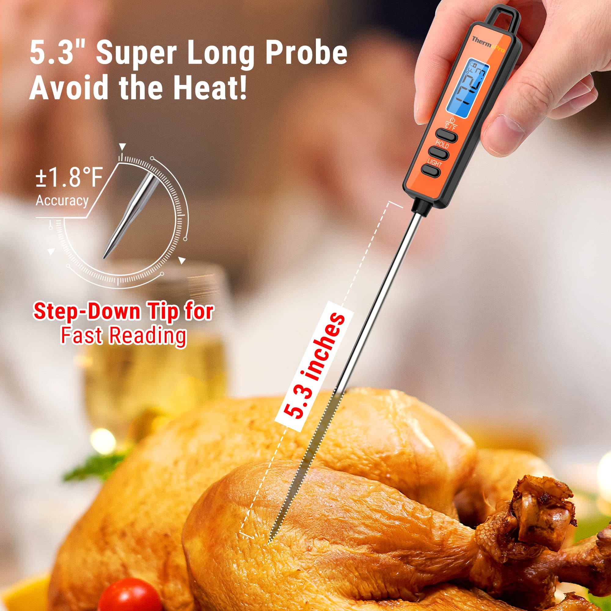 Thermopro Tp01A Instant Read Meat Thermometer With Long Probe Digital Food Cooking Thermometer For Grilling Bbq Smoker Grill Kit
