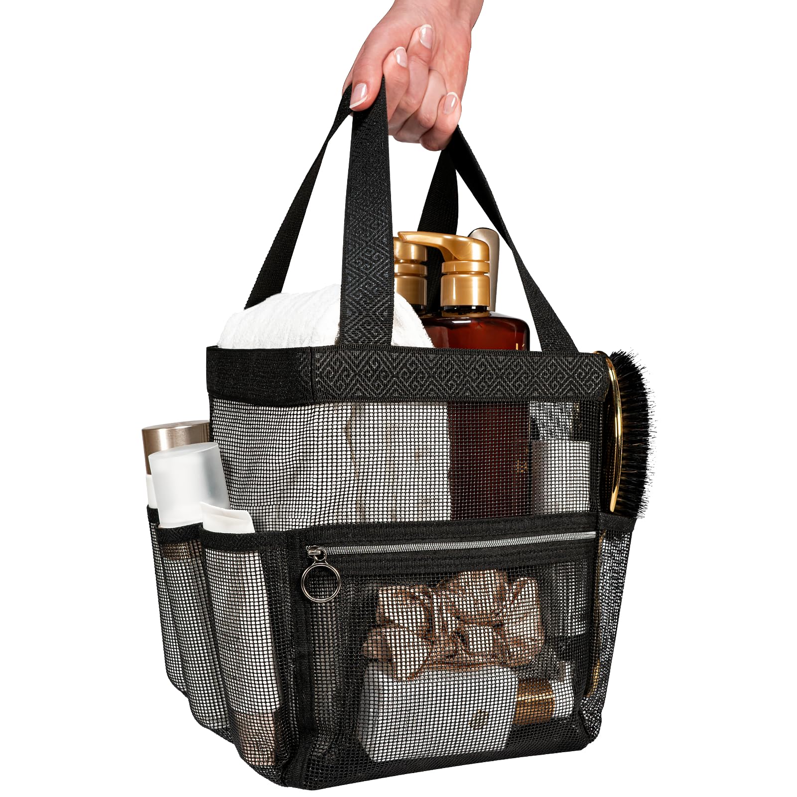 Mesh Shower Caddy Dorm 8 Pockets & 1 Zipper & Removable Bottom Shower Tote, Travel Shower Caddy Portable, Shower Caddy College R