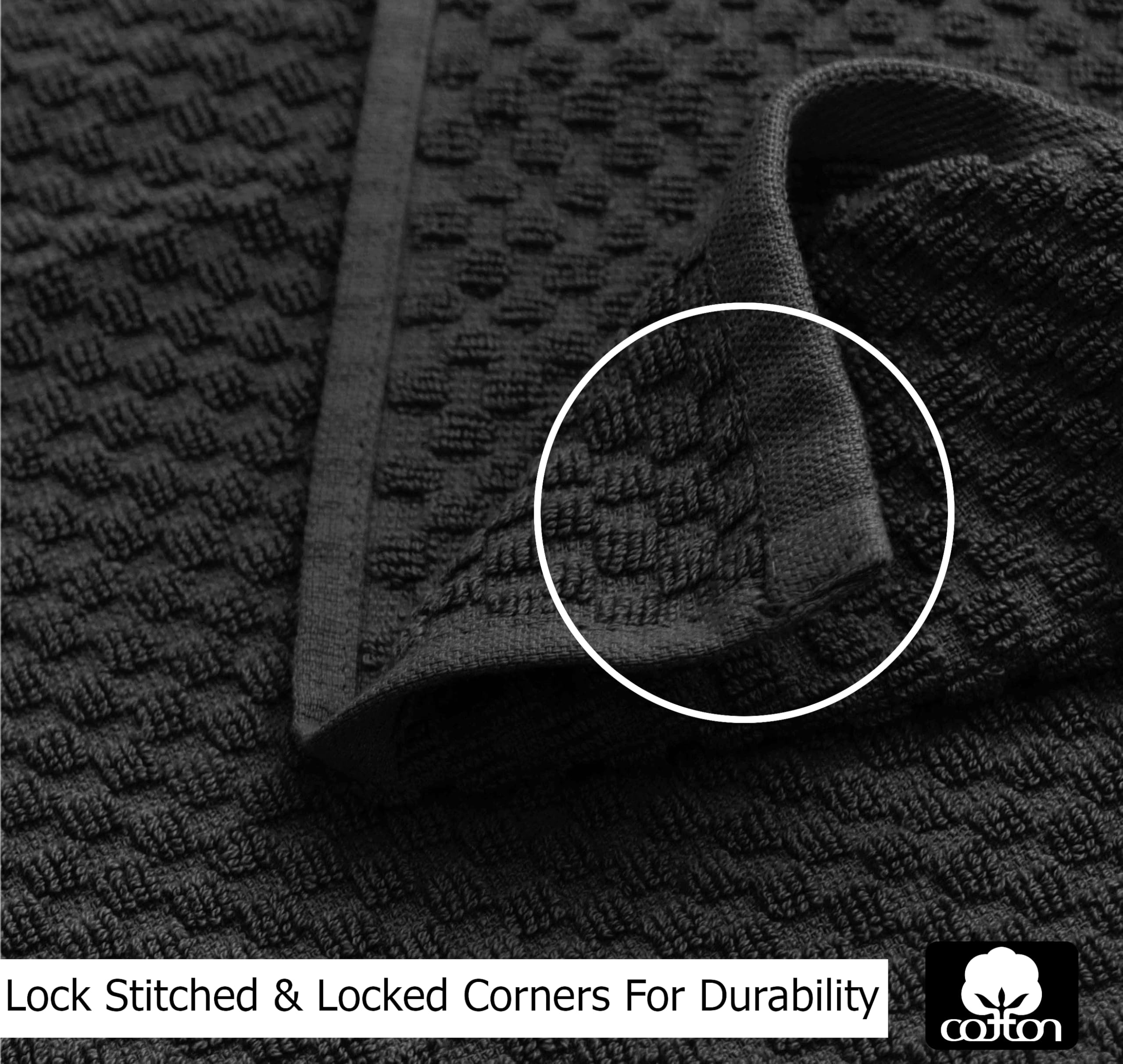 COTTON CRAFT Halloween Kitchen Towels - 4 Pack Spooky Skull Web Bats Jack OLantern Embroidered Terry Towel - 100% Cotton Waffle