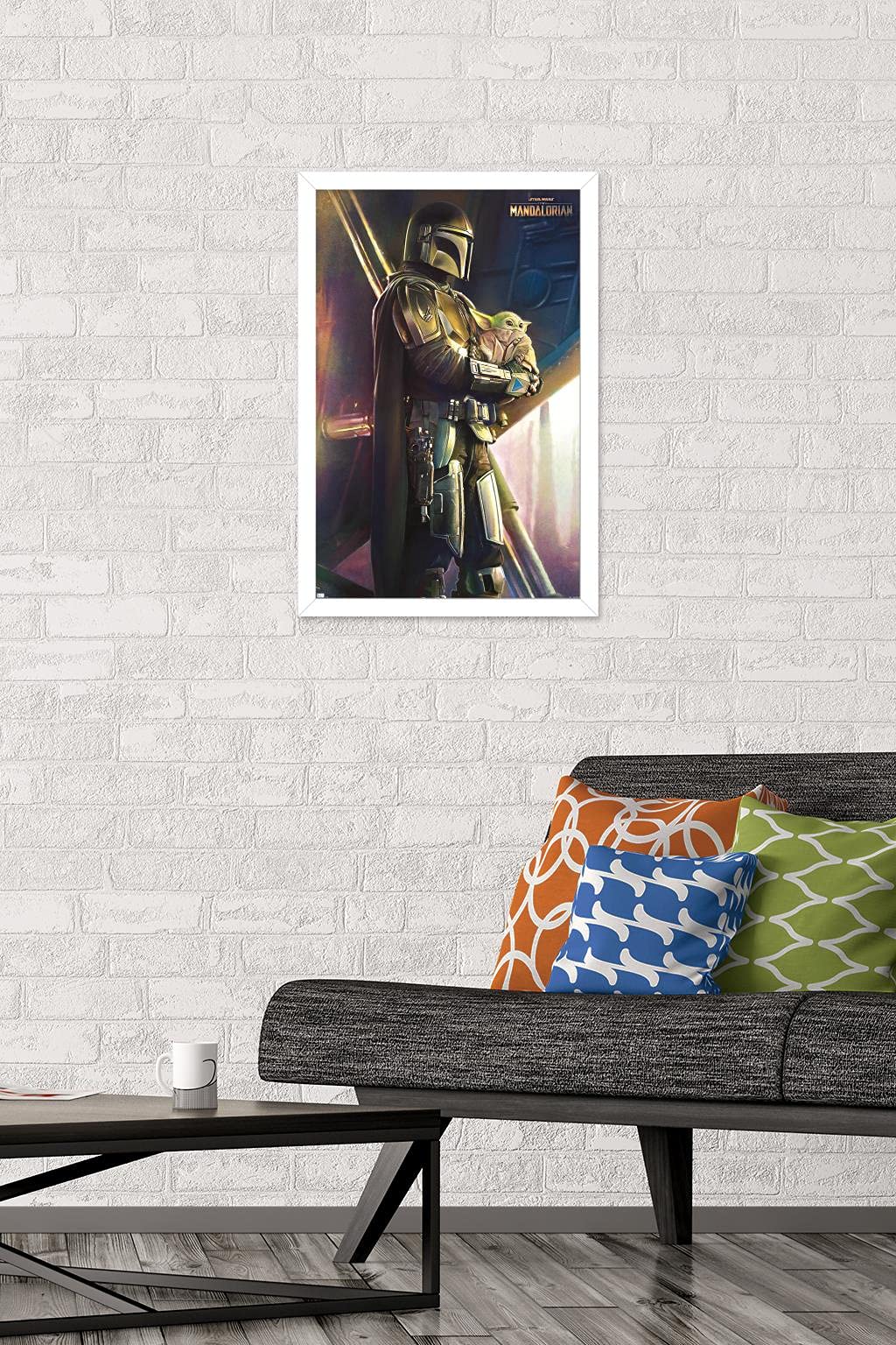 Trends International Star Wars: The Mandalorian - Held Wall Poster, 14.725'' X 22.375'', White Framed Version