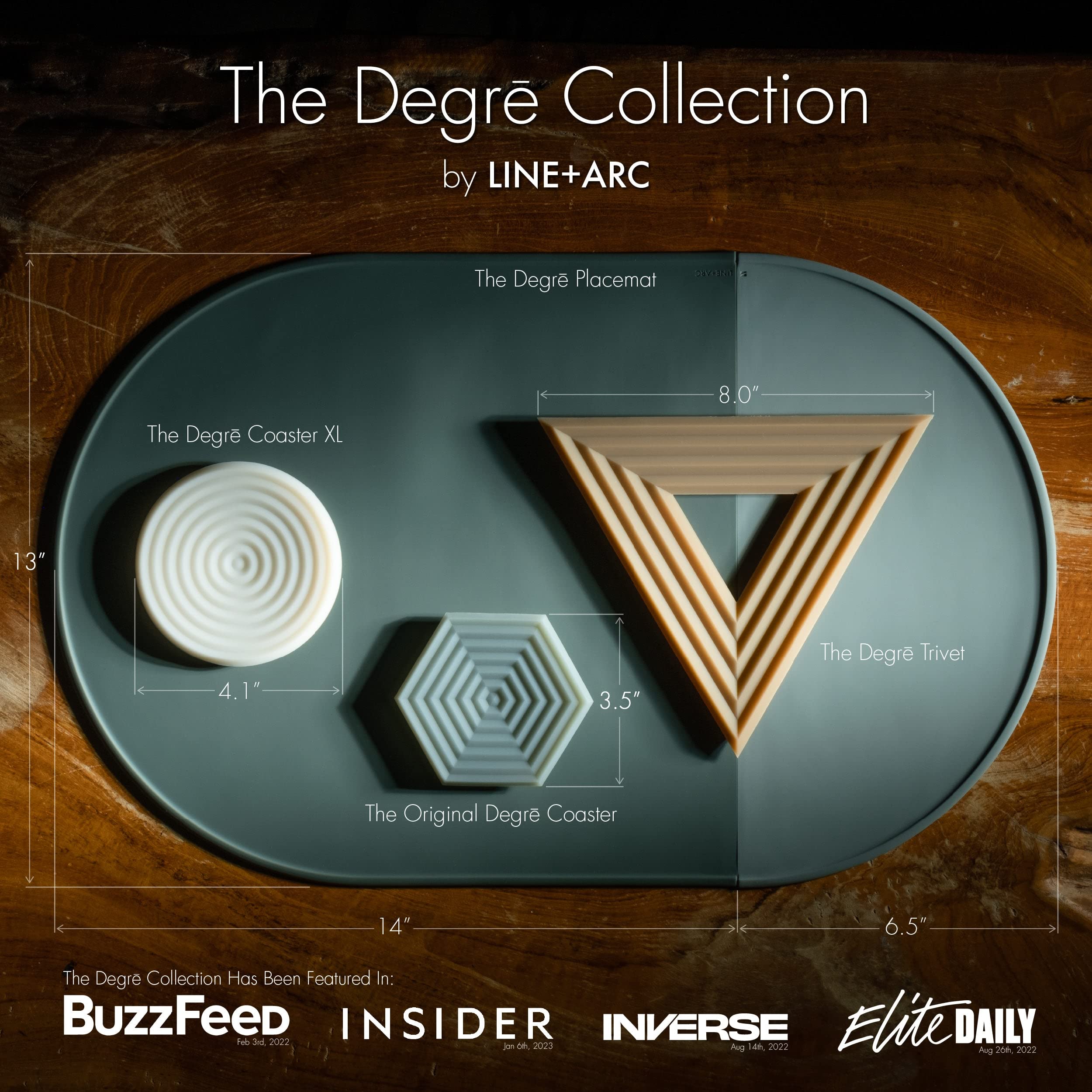 The Degre Trivet (Joshua Tree, Set Of 3) By Line+Arc. Potholder, 10Mm Thick & Heat Resistant To 500F. 100% Food-Grade Silicone,