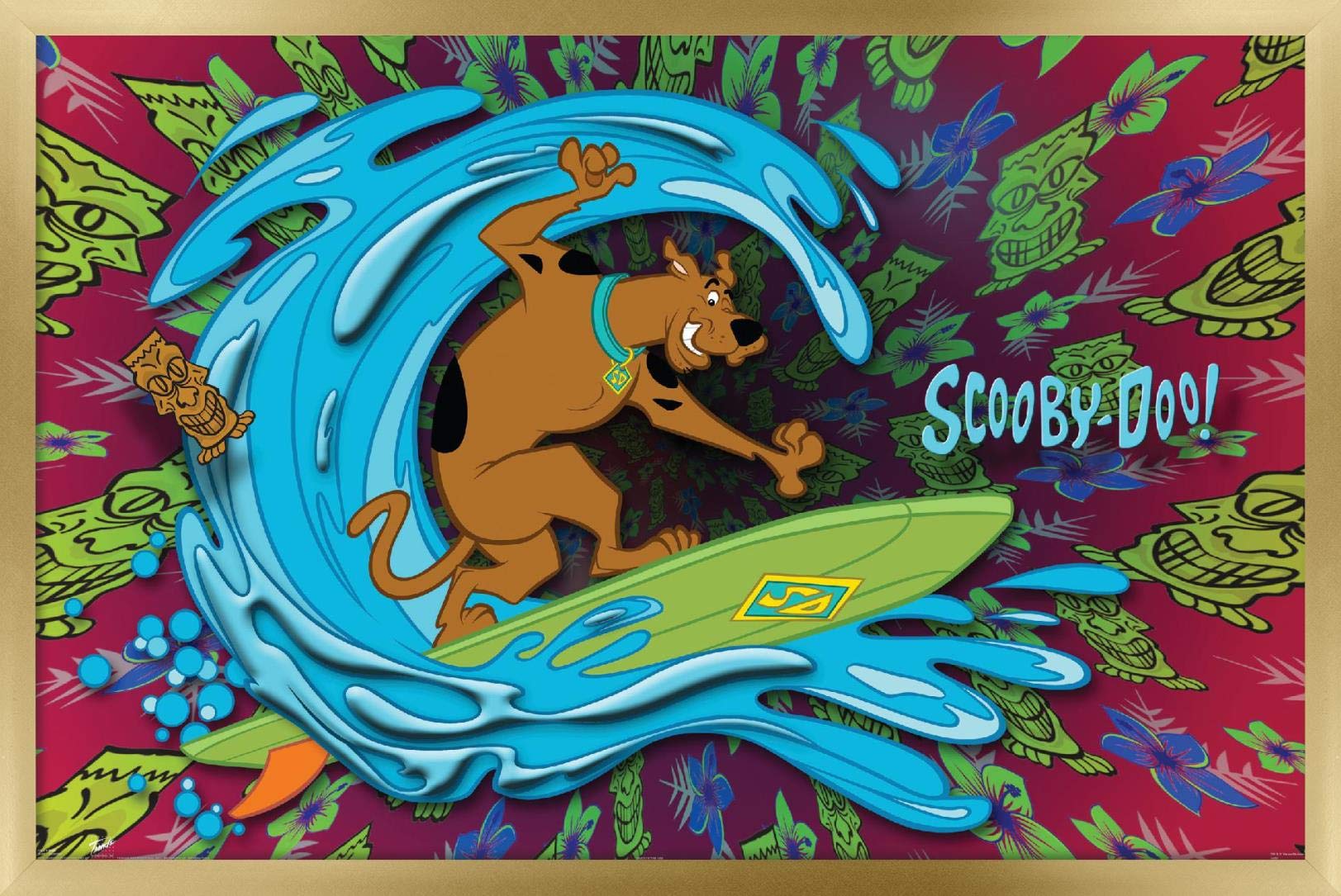 Trends International Scooby-Doo - Surf Wall Poster, 14.725'' X 22.375'', Gold Framed Version