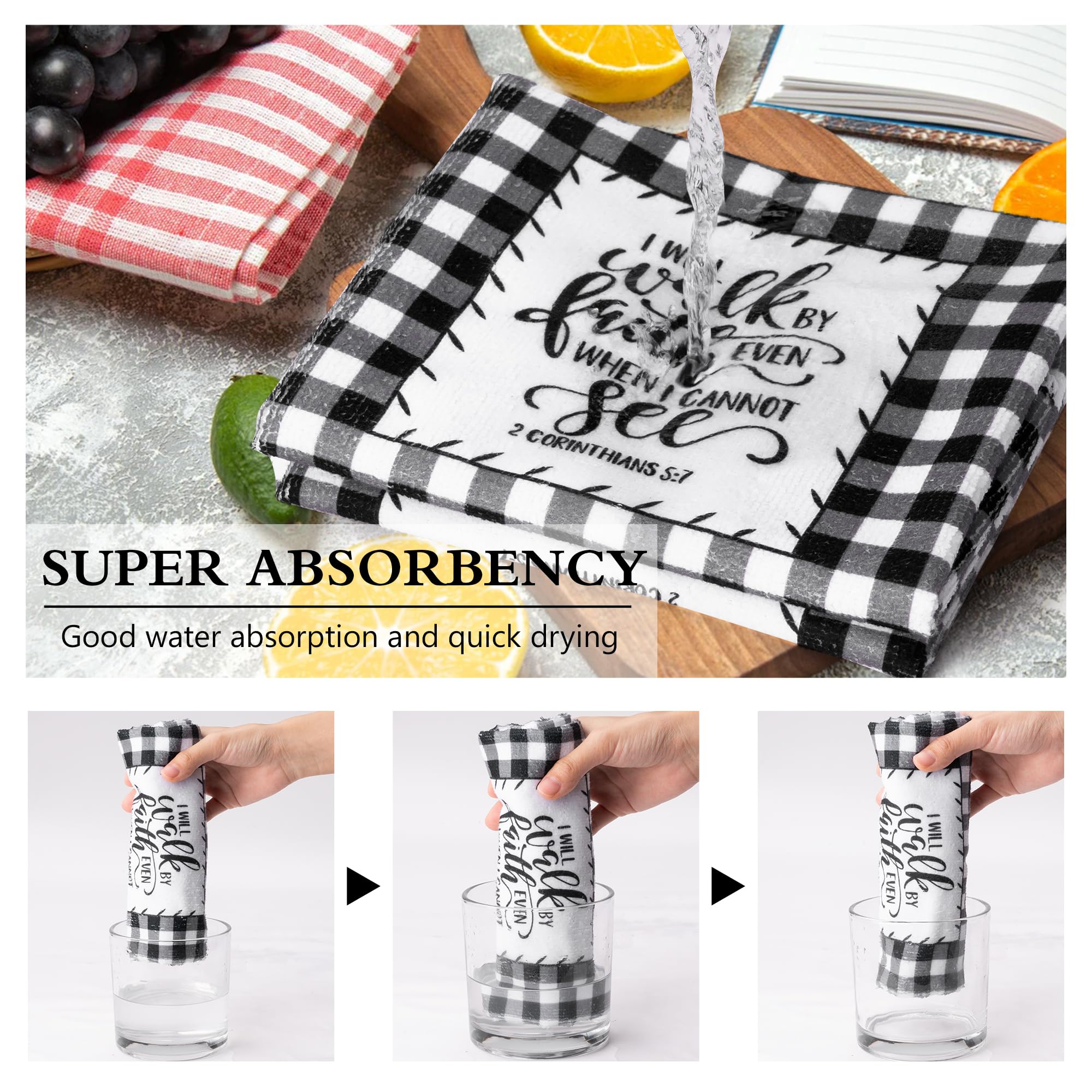 R Horse Religious Christian Kitchen Dish Towel - Christian Dishcloth Absorbent Dish Tea Towel Bible Verse Scripture Kitchen Towe