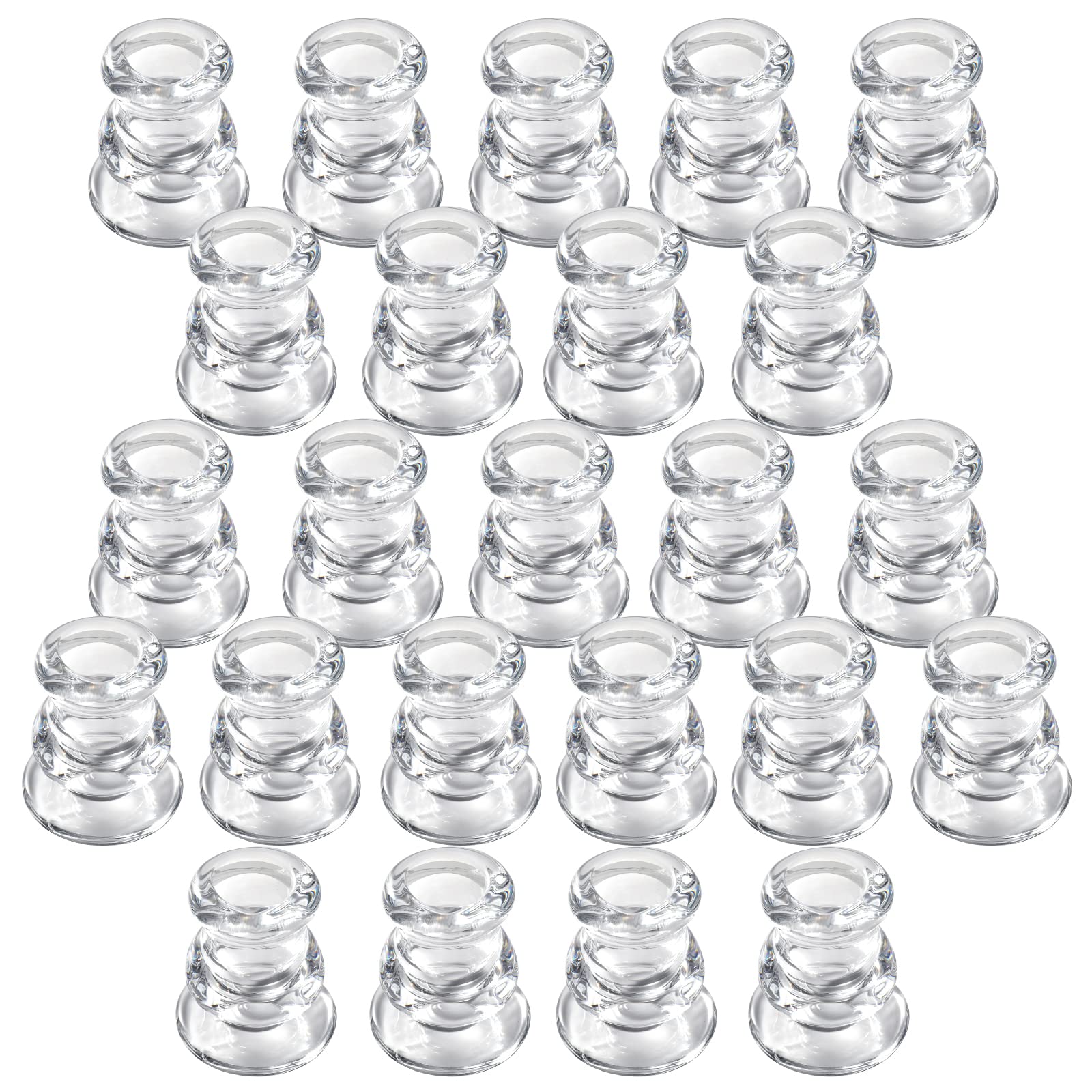 IYOUYA Clear Candlestick Holders 24PCS, 2.1 H Taper Candle Holders Bulk for Pillar Candles, Taper Candles, Glass Candle Holders 
