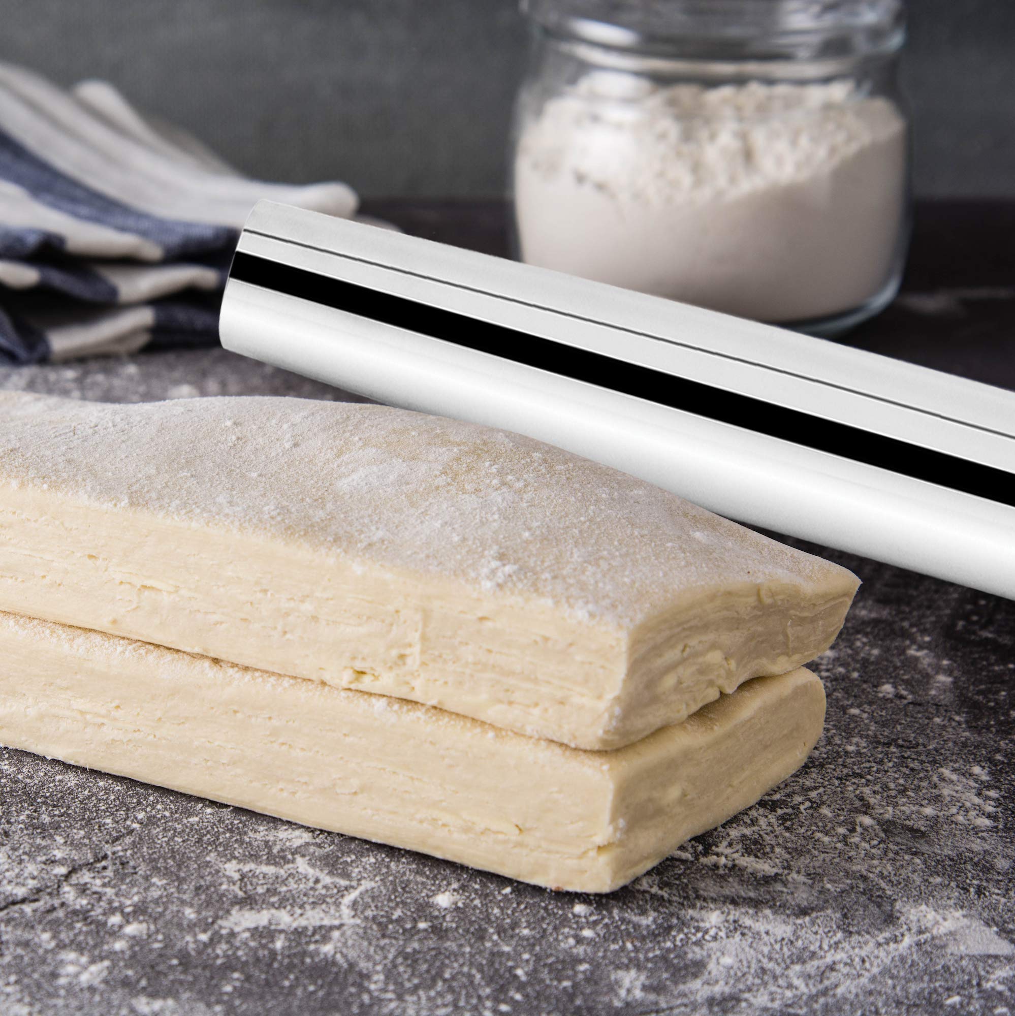 Fox Run Stainless Steel Rolling Pin, Tapered French Rolling Pin, 18'' X 1.25''