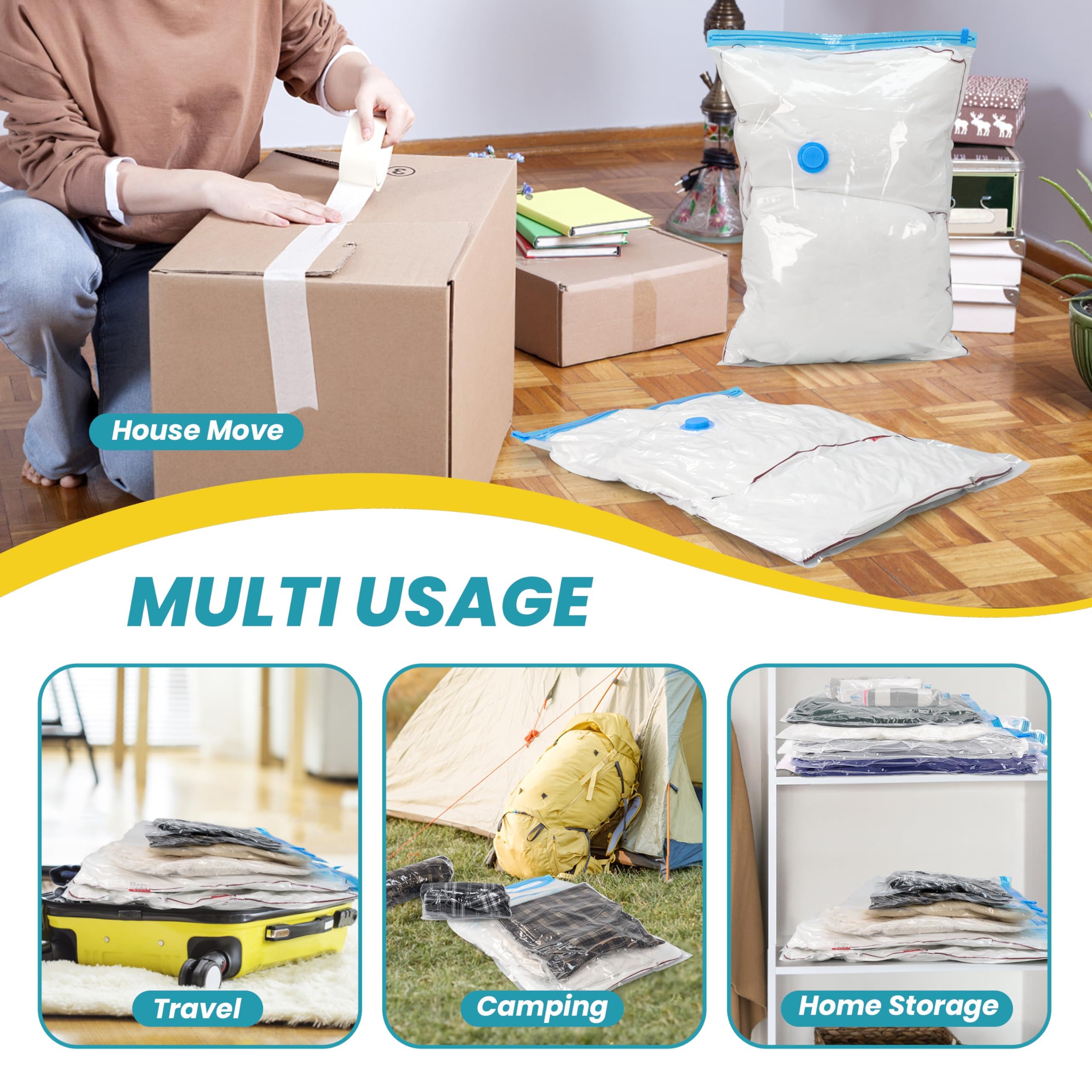 Vacuum Storage Bags, 8-Jumbo Space Saver Vacuum Storage Bags, Vacuum Seal Bags For Clothing, Clothes, Comforters And Blankets