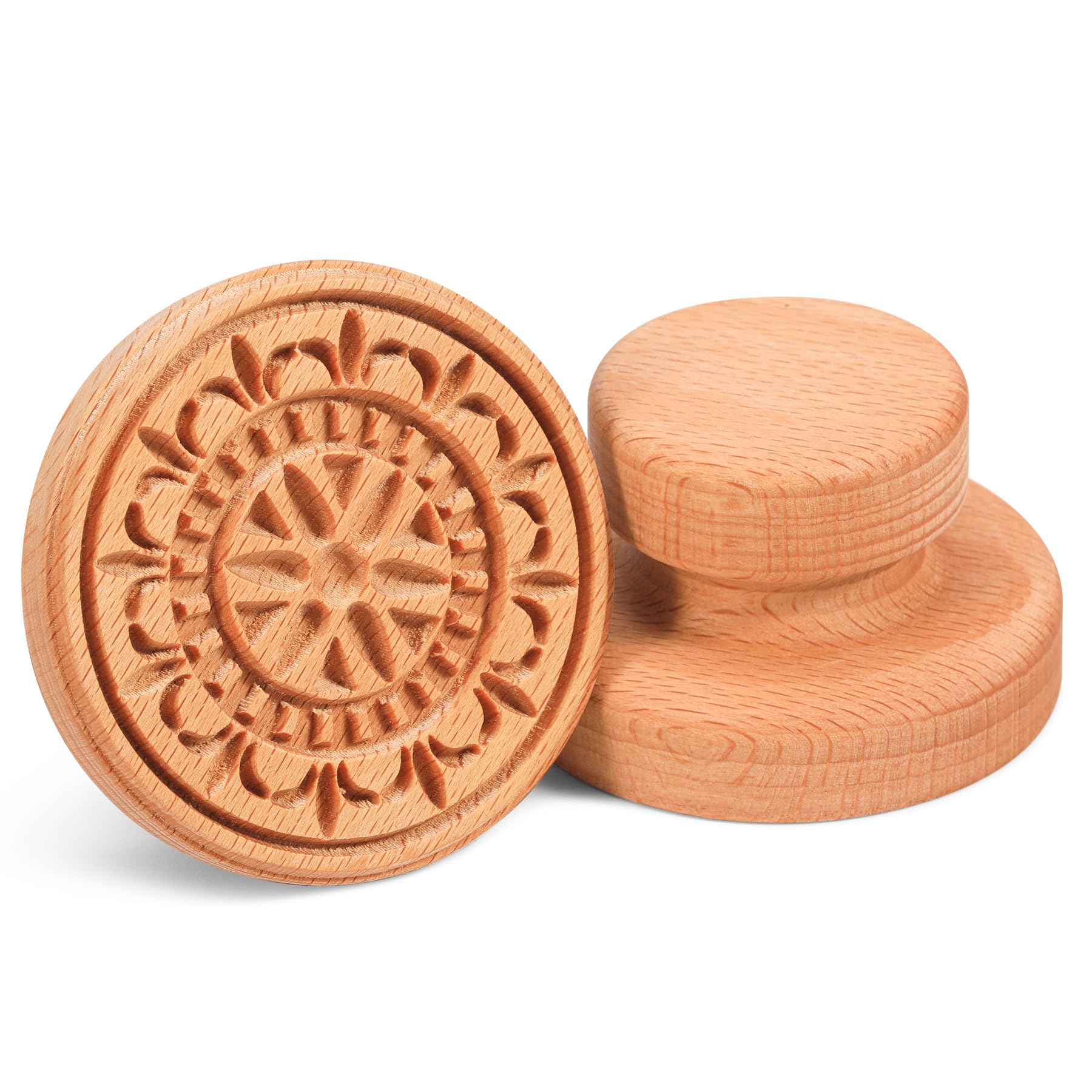 Maveite 2.5 Inch Wood Cookie Stamp  Florence Motif 3D Wooden Baking Mold & Tool
