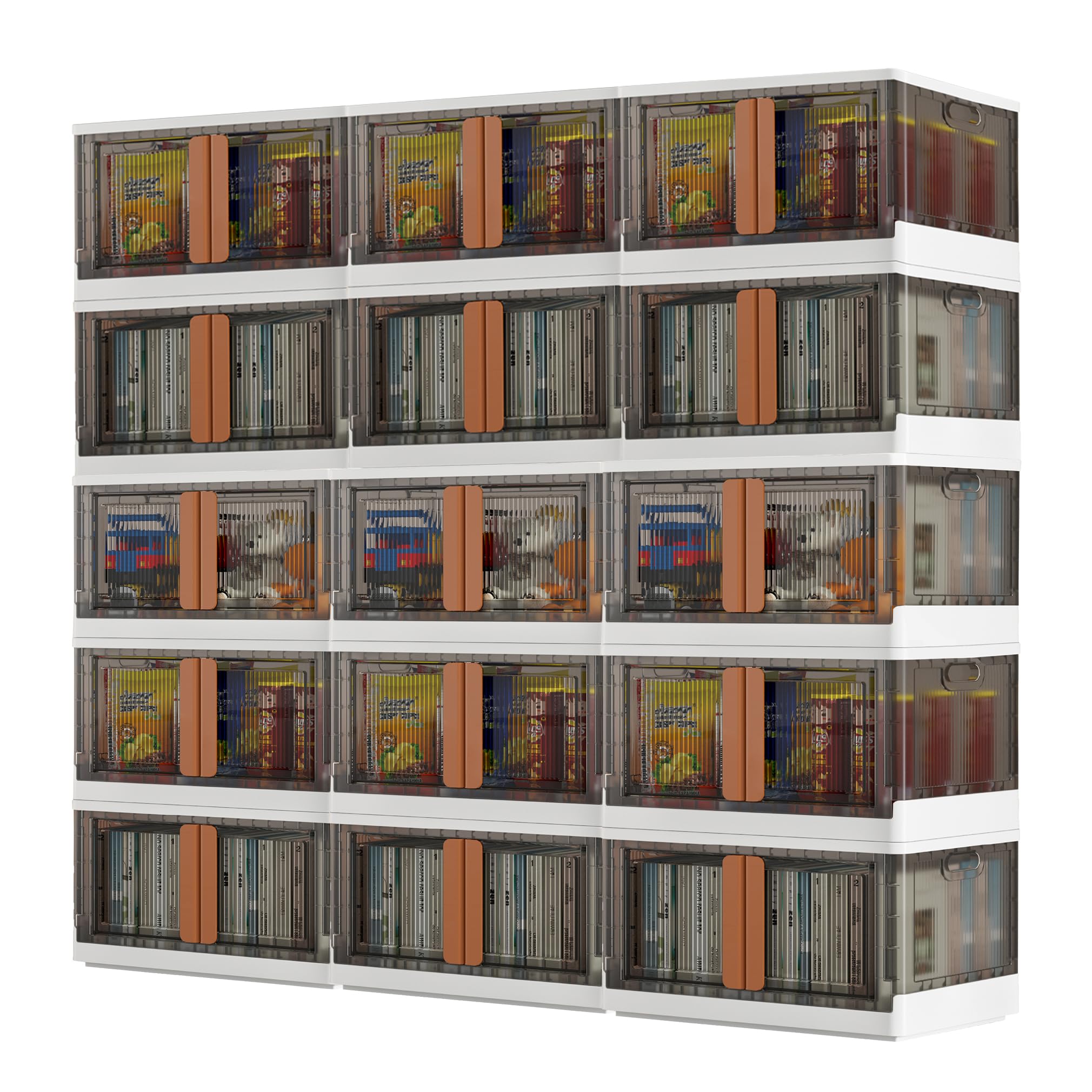 Wondersome Collapsible Storage Bins 72-L - 15-Pack Of Extra-Large 19-Gallon/76-Quart Stackable Wheeled Clothing, Shoe, Bedroom,